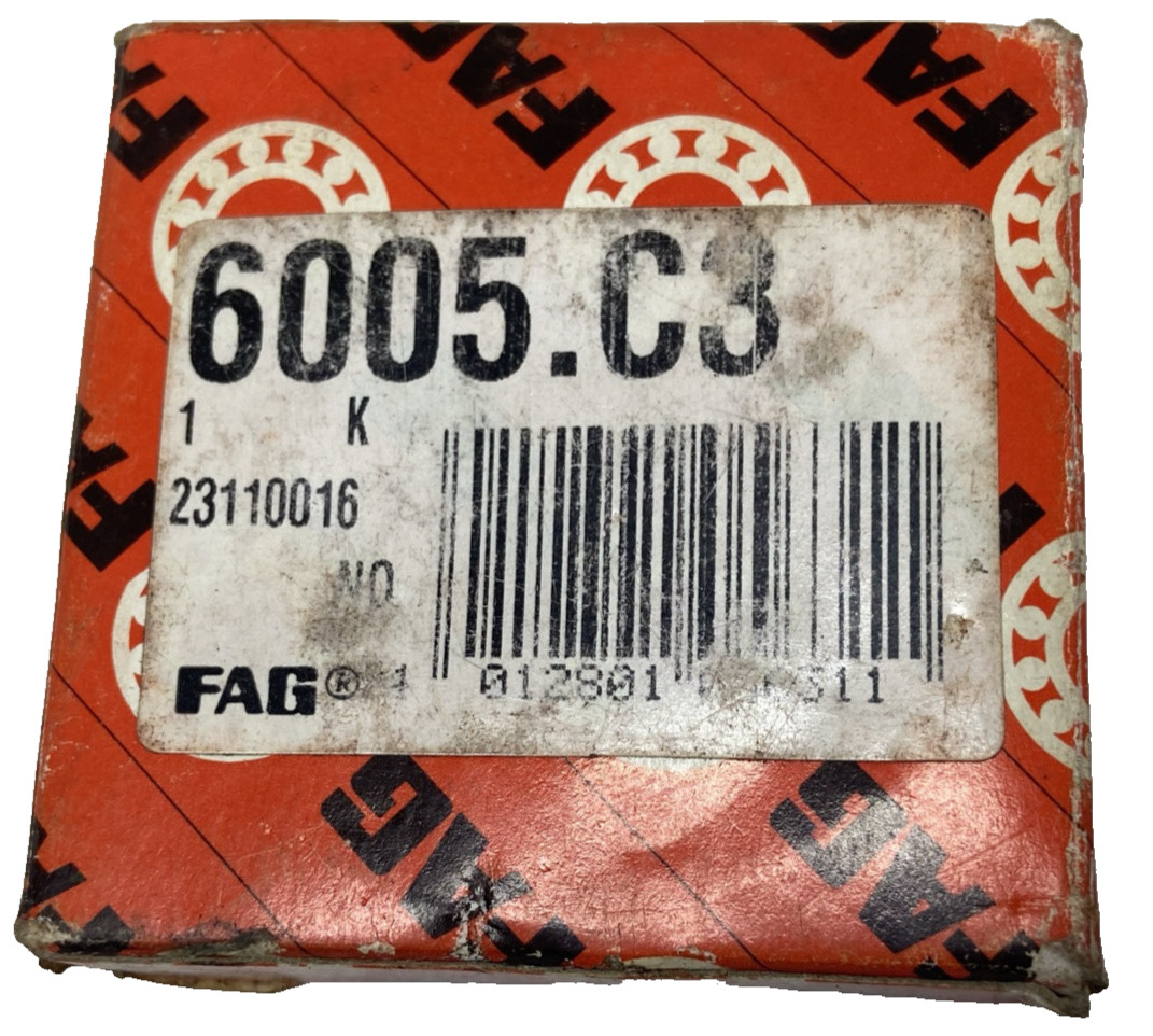 FAG 6005 C3 Single Row Radial Ball Bearing Open Type 25x47x12mm NO SEALS 6005.C3