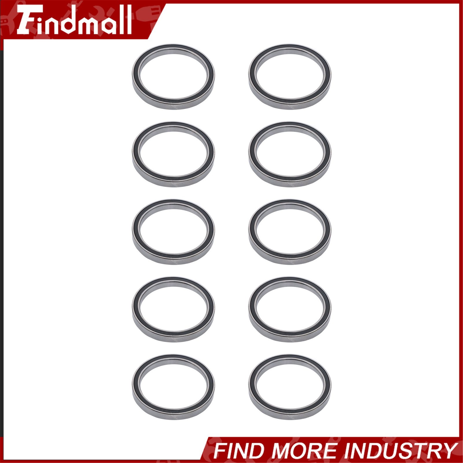 Findmall 10pcs 6708-2RS Ball Bearings 40x50x6mm Double Sealed Pre-Lubricated