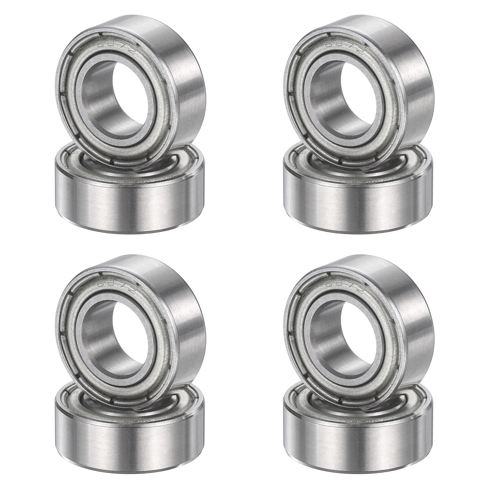 8Pcs 687ZZ 7mmx14mmx5mm Metal Shielded Deep Groove Ball Bearing, Silver