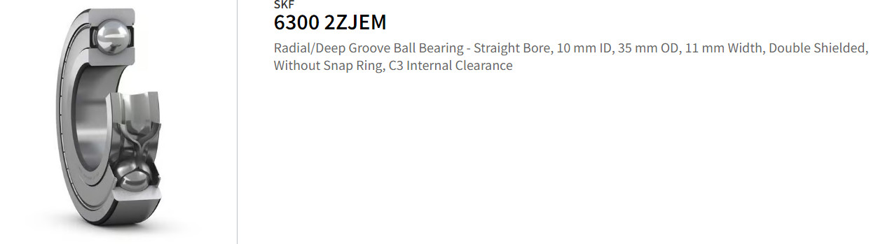 Lot of 2 SKF 6300 2ZJEM Single Row Deep Groove Bearing New Old Stock