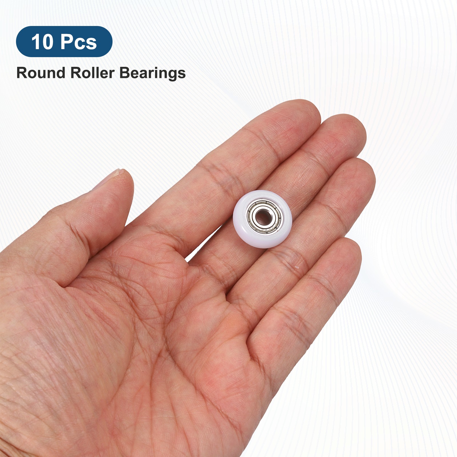 10Pcs 5×19.2×6.3mm Metal Shielded (GCr15) Chrome Steel Bearing+POM Guide, White