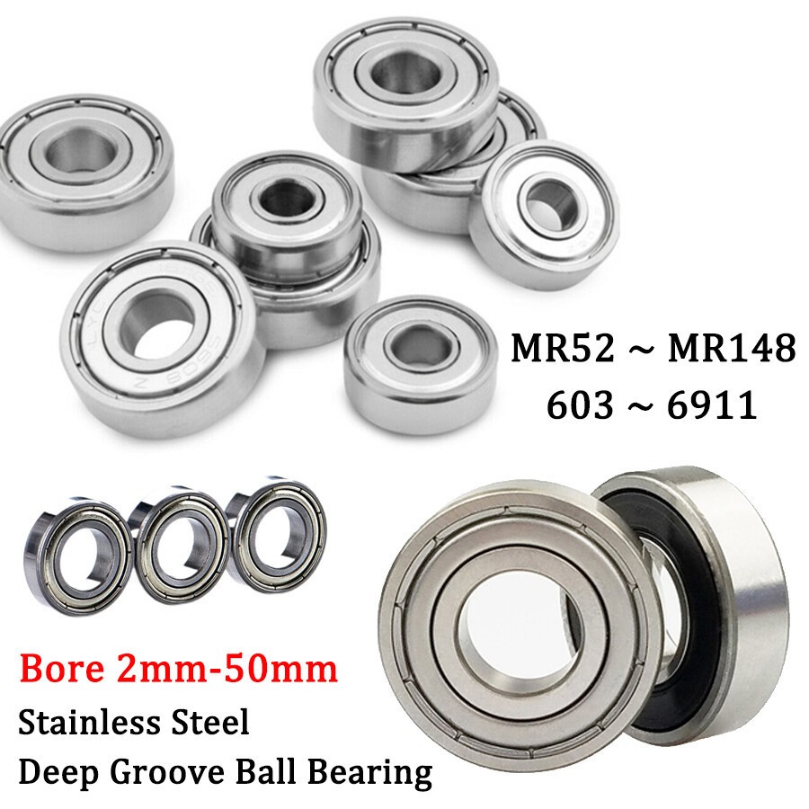 Stainless Steel Miniature Deep Groove Ball Bearing Shielded Bearing 2-55mm Bore