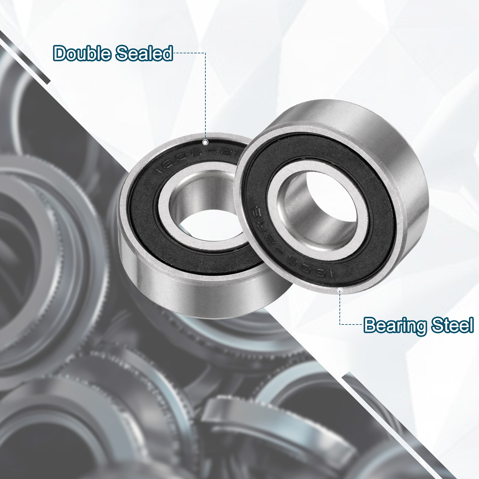 1606-2RS Deep Groove Ball Bearing, 3pcs, 3/8″ x 29/32″ x 5/16″, Z2 Double Rubber