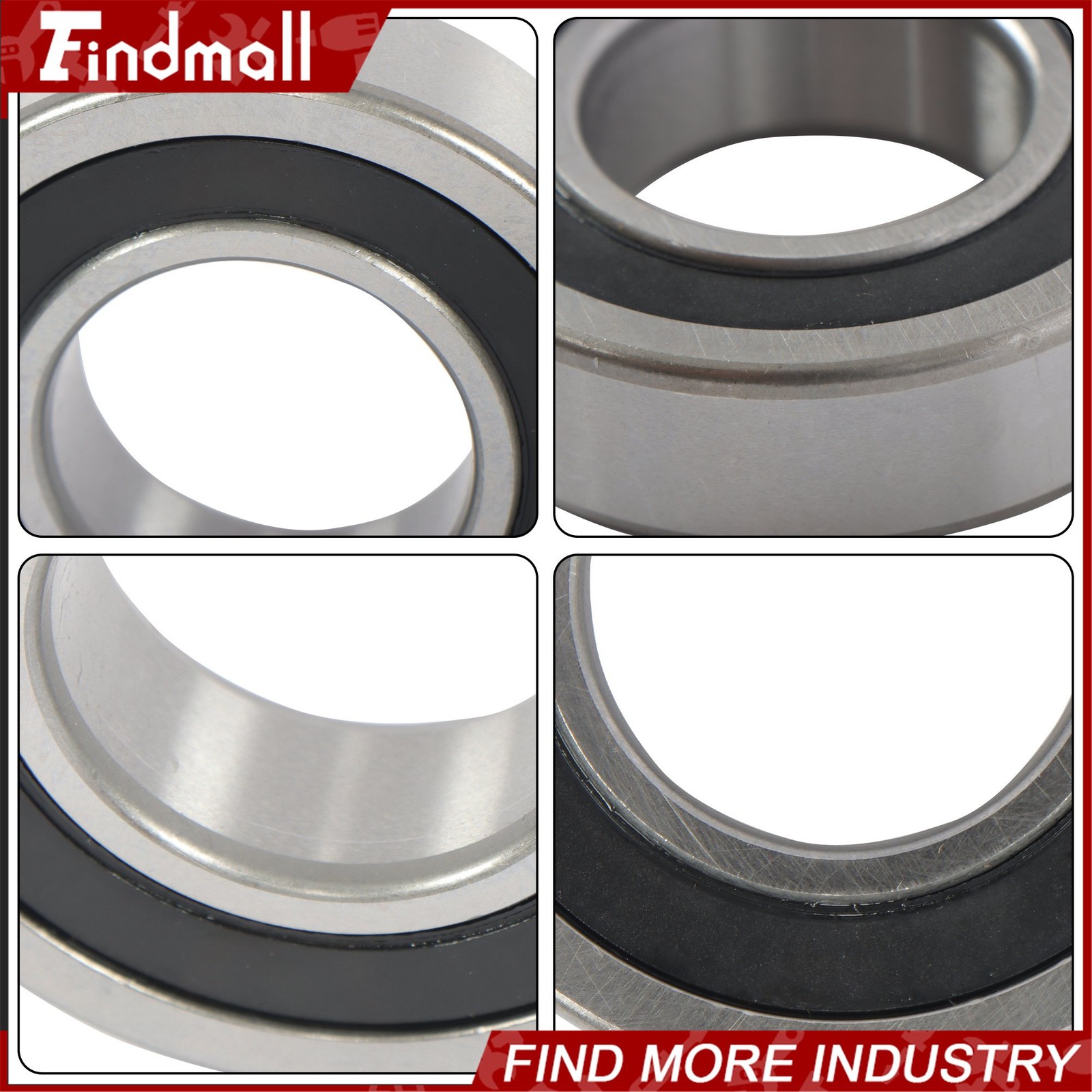 Findmall 62/32-2RS Deep Groove Bearings 4pcs 32x65x17mm Rubber Sealed Set