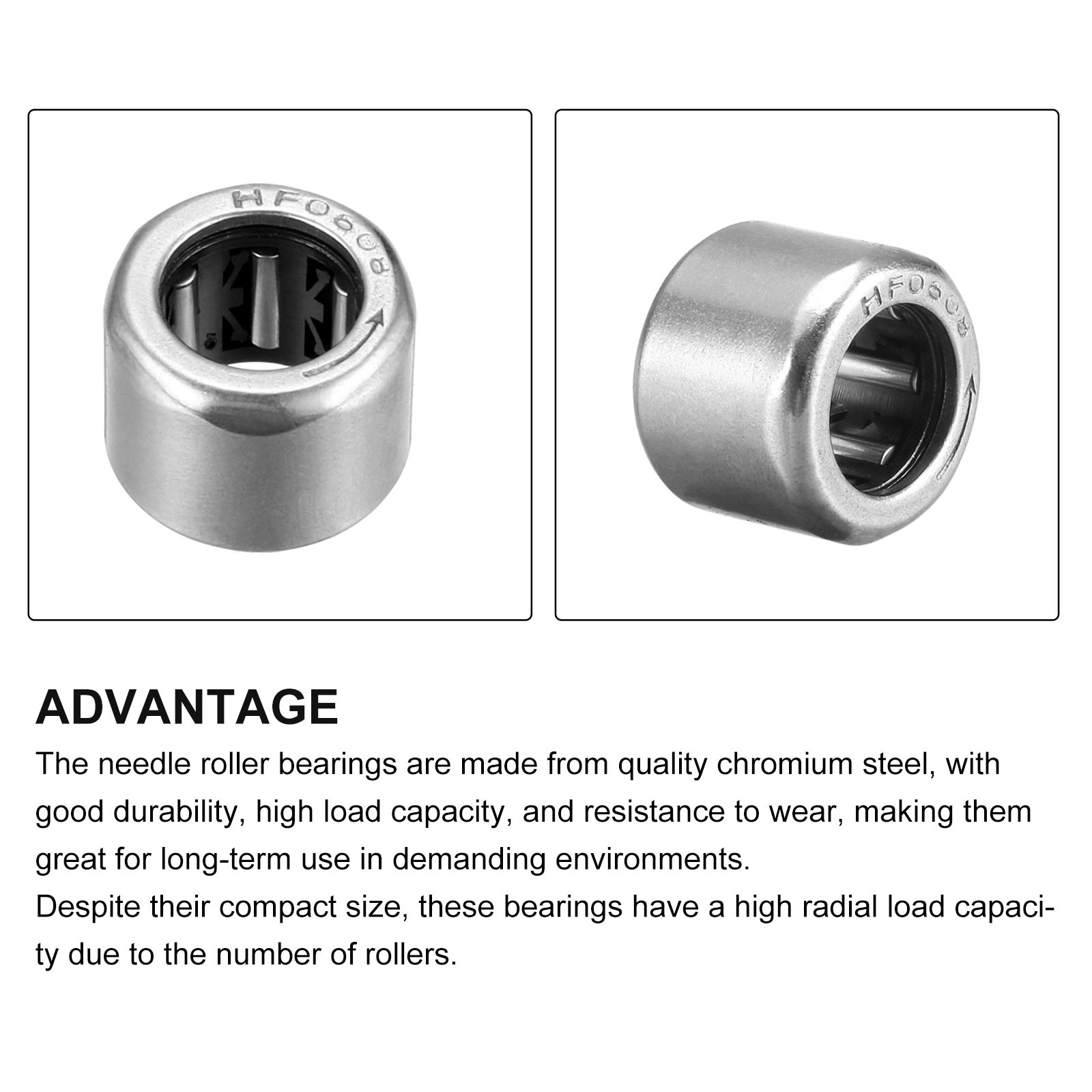 10 Pack 6mm ID x 10mm OD 8mm Height HF0608 Needle Roller Bearings Chromium Steel