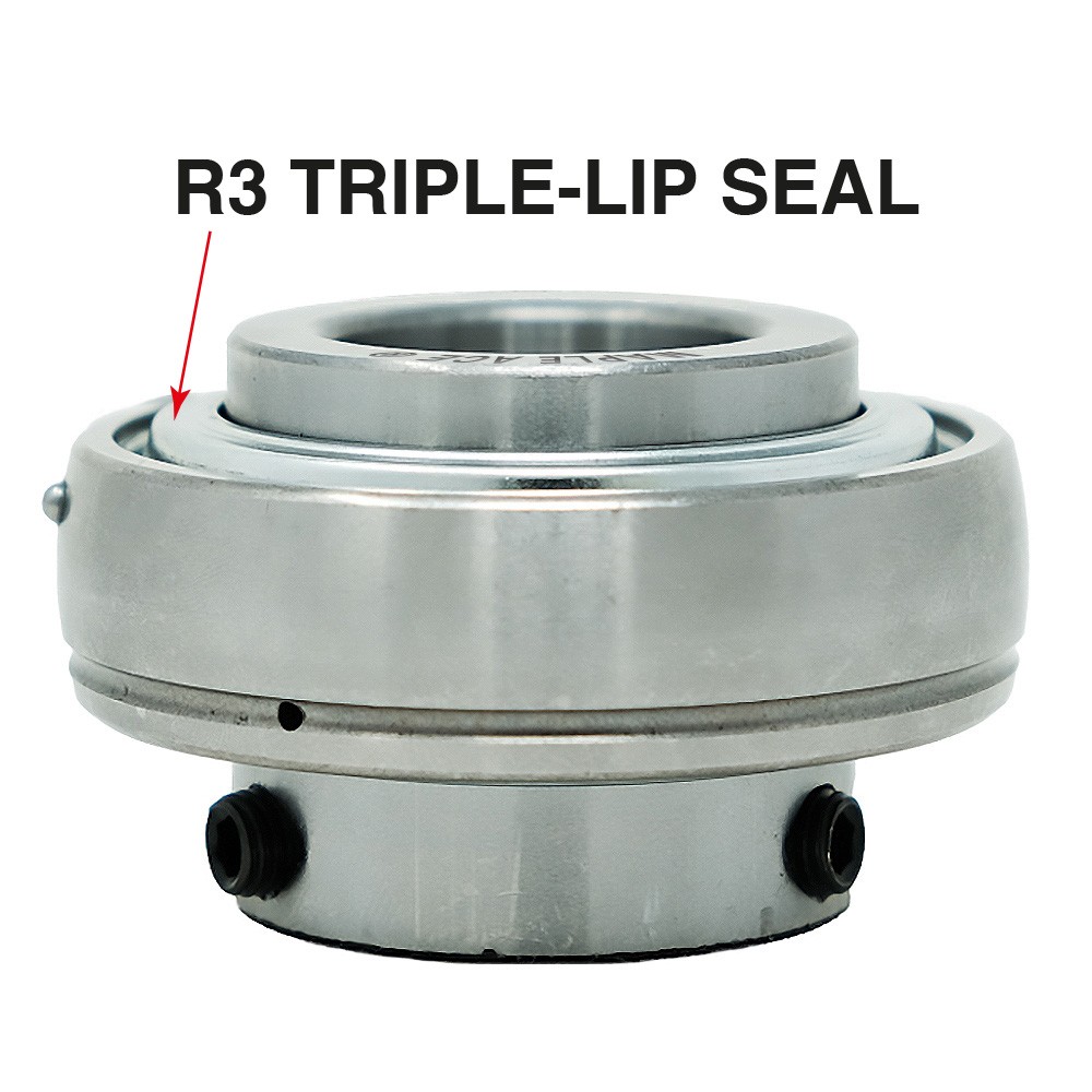 UC206-20 Insert Bearing 1-1/4″ Bore, Spherical OD, R3 Seal, Set Screws,Lube Hole