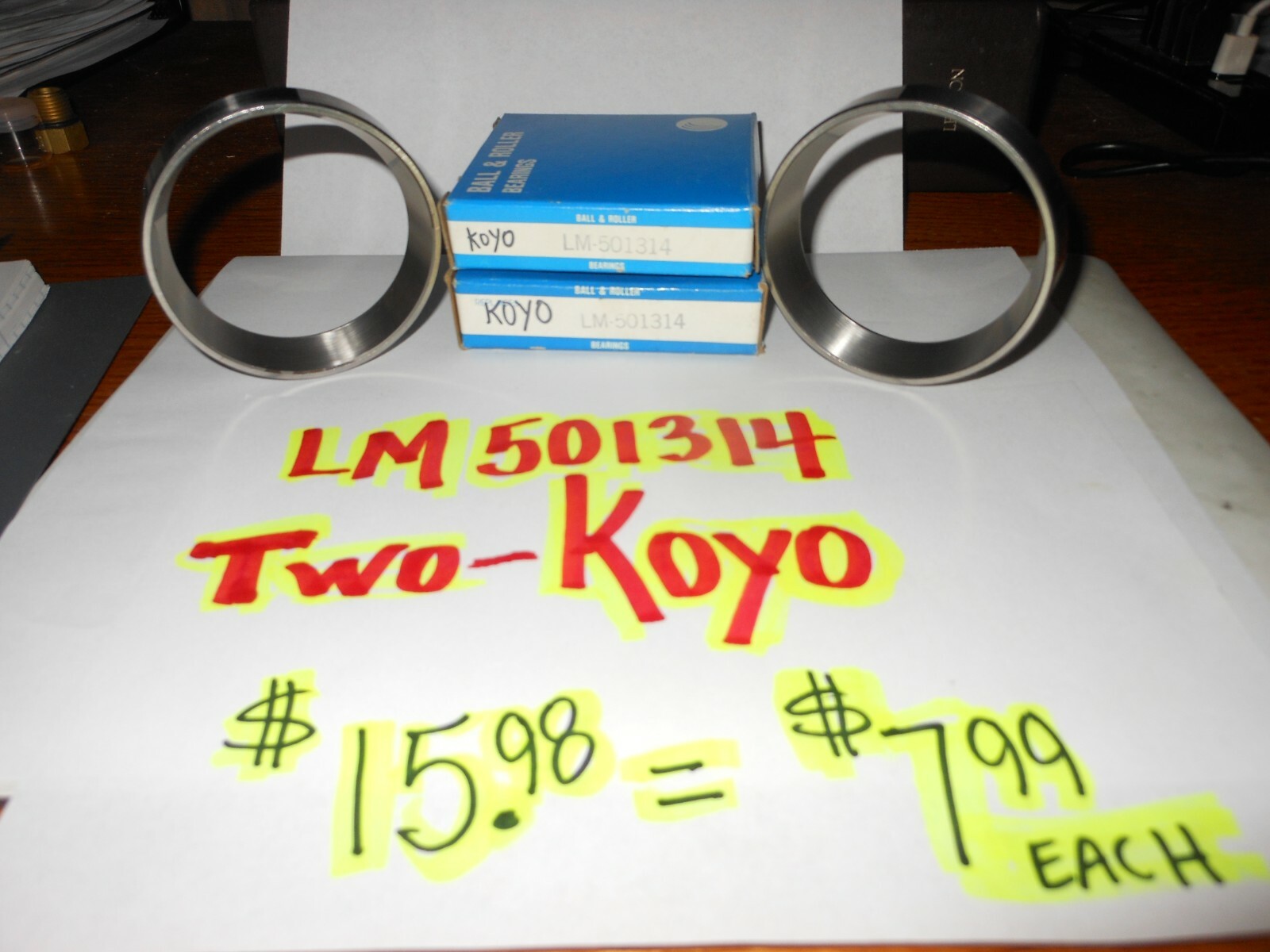 2 PCS. KOYO LM603011 TAPERED ROLLER BEARING RACES= $15.98 = $7.99 EACH=FREE SHIP