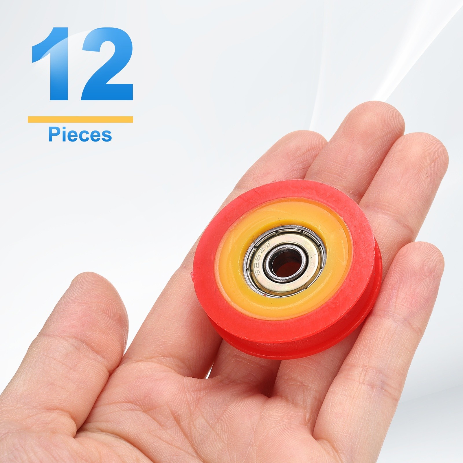 12 Pcs Red U Type Groove Plastic Guide Bearing 6x39x9mm Pulley Roller