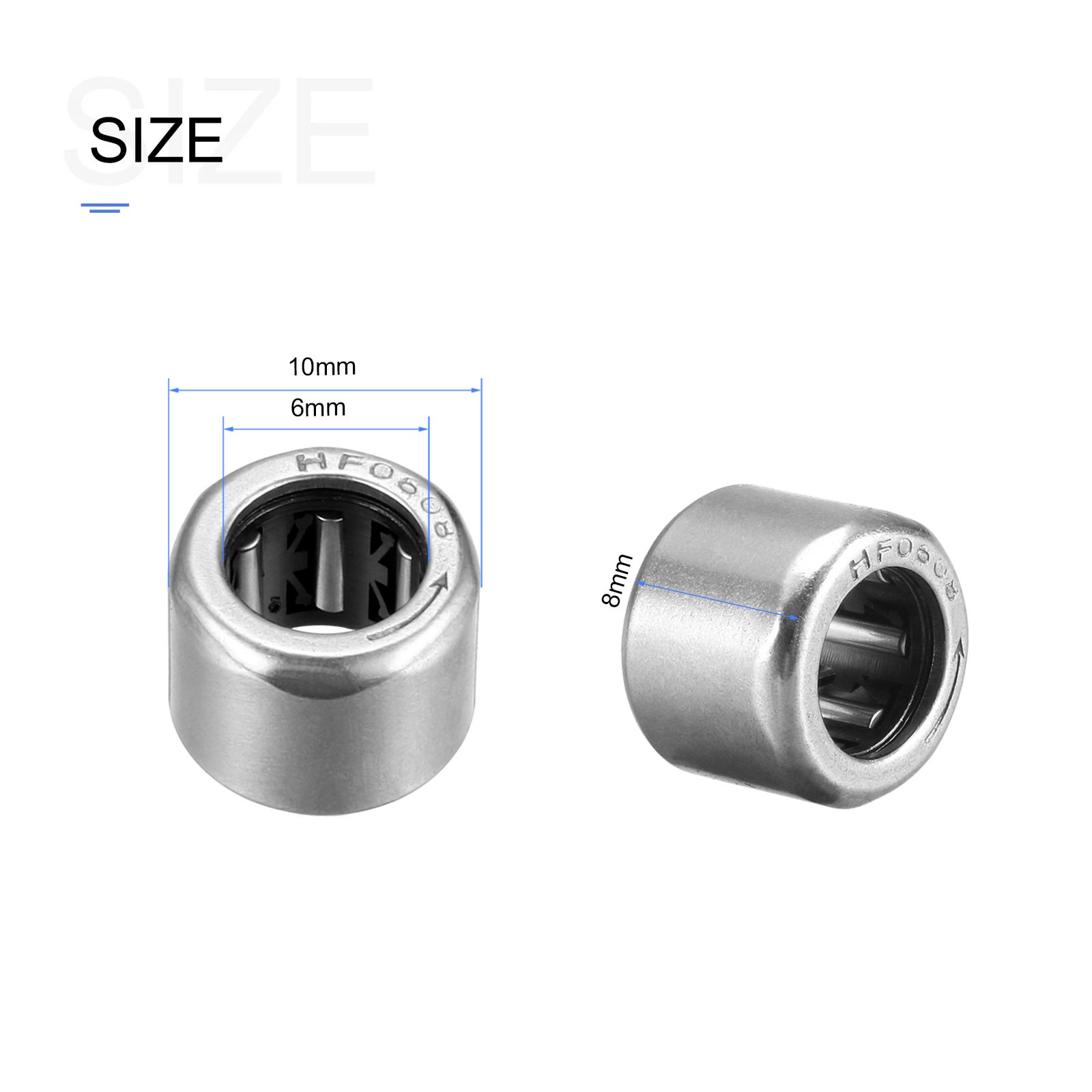 10 Pack 6mm ID x 10mm OD 8mm Height HF0608 Needle Roller Bearings Chromium Steel