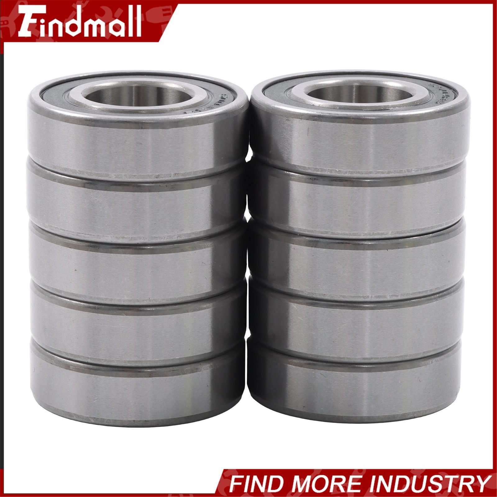 Findmall 6004-2RS C3 Ball Bearing 20x42x12mm 10 Pcs Premium Rubber Sealed