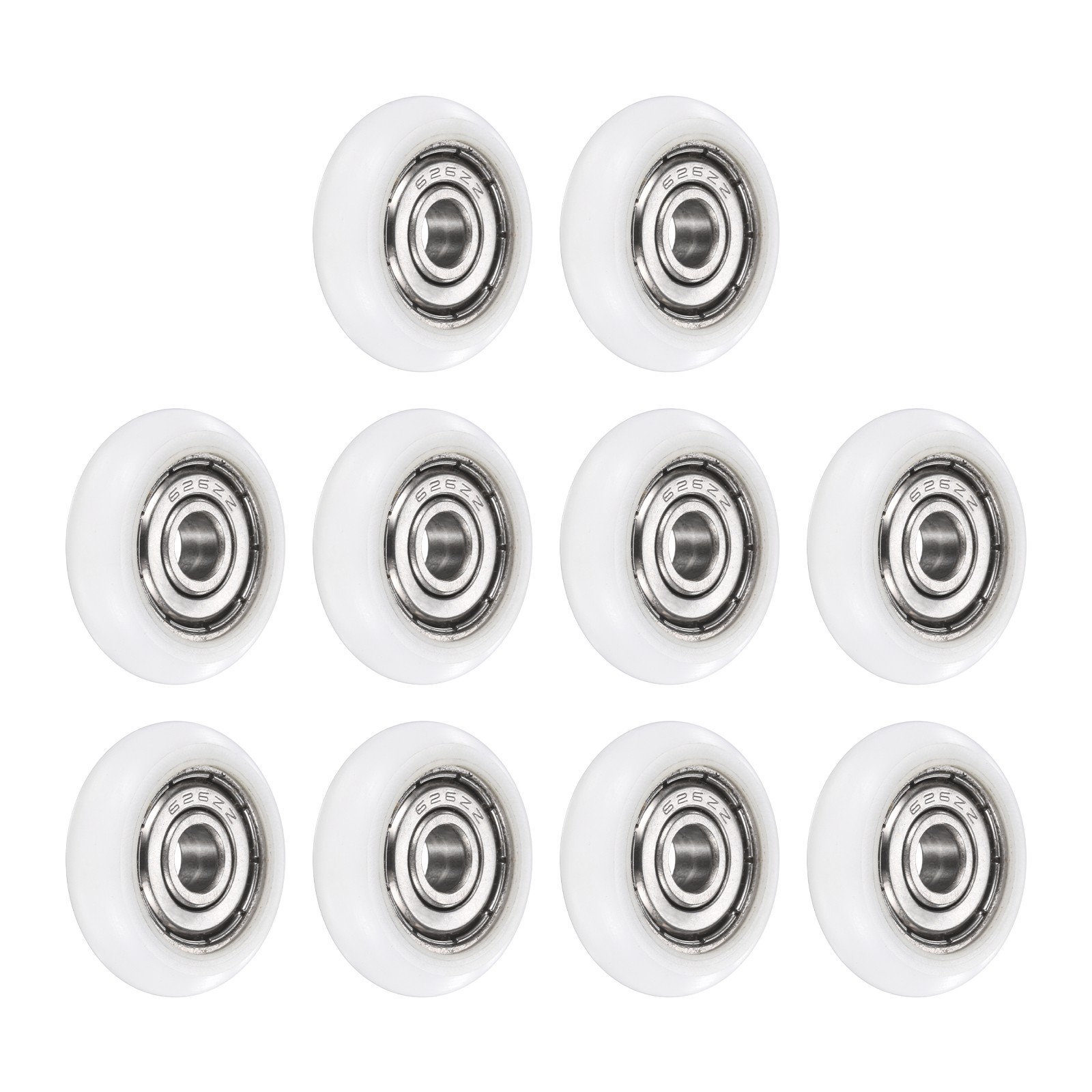 10Pcs 6x26x7mm Metal Shielded (GCr15) Chrome Steel Bearing+POM Guide, White