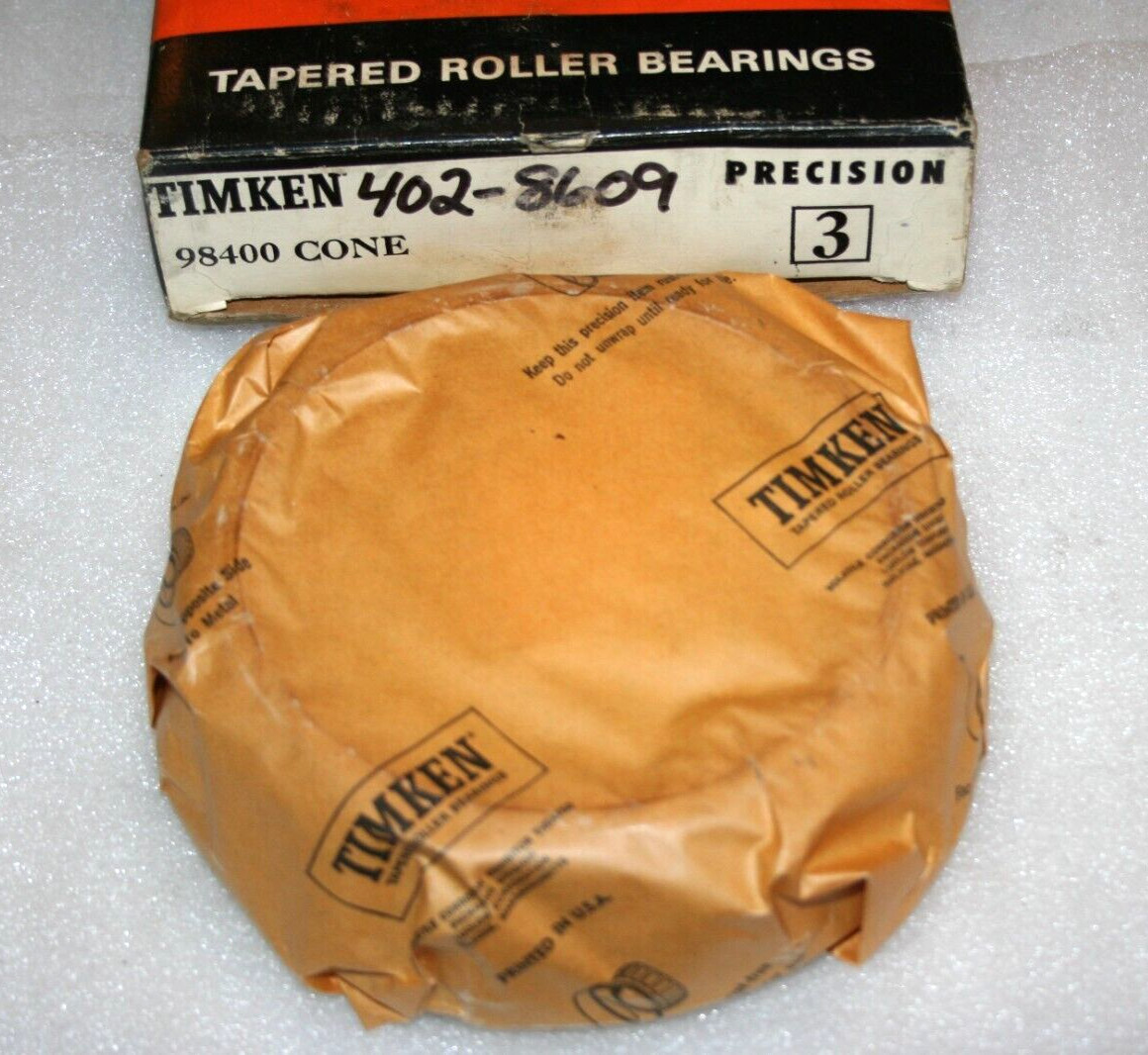 TIMKEN 98400-3 Tapered Roller Bearing Cone Class 3 Precision; 4″ Bore – NEW –