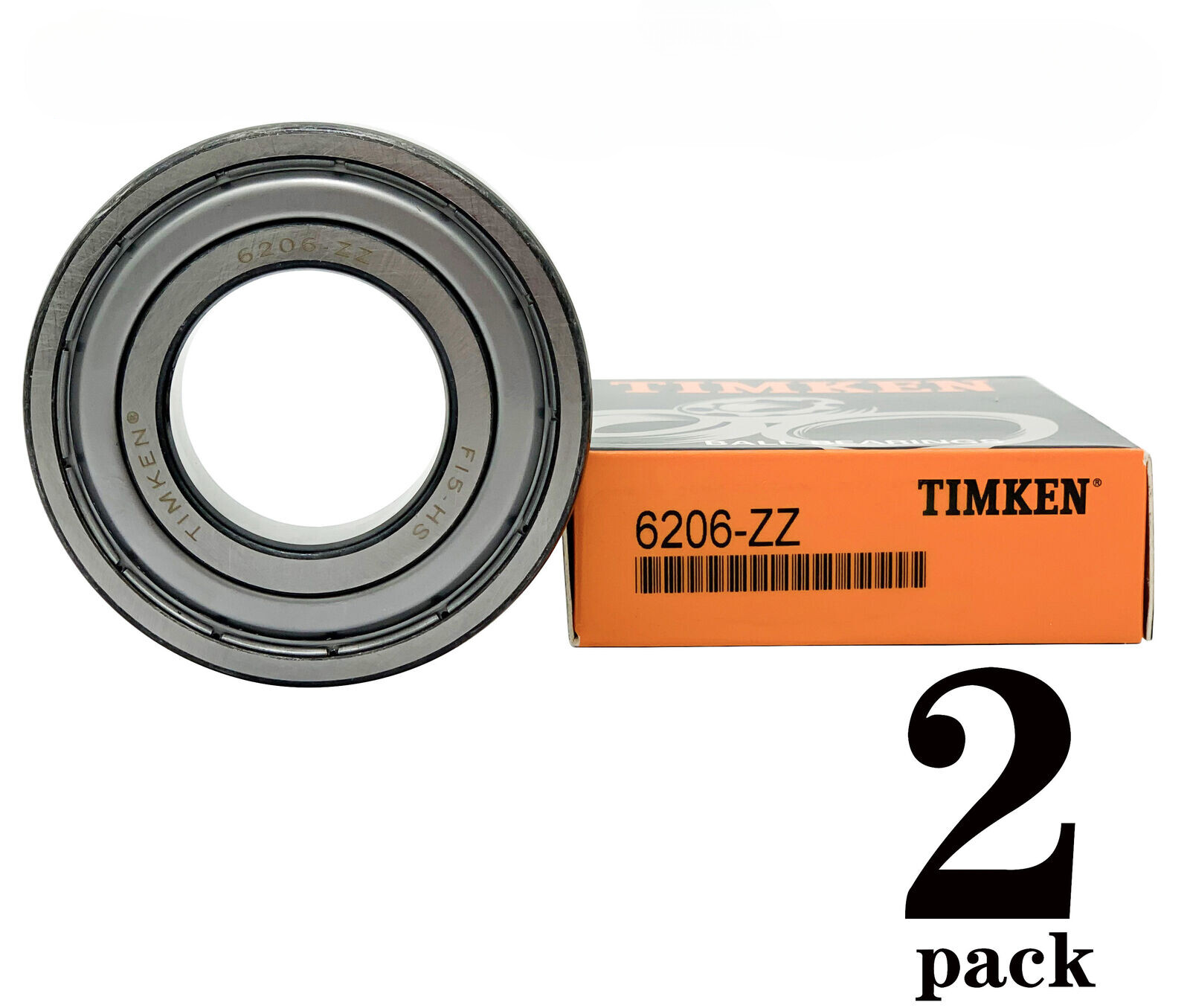 (2PACK) TIMKEN 6206-ZZ 30X62X16MM Double Metal Seal Bearings USA Brand