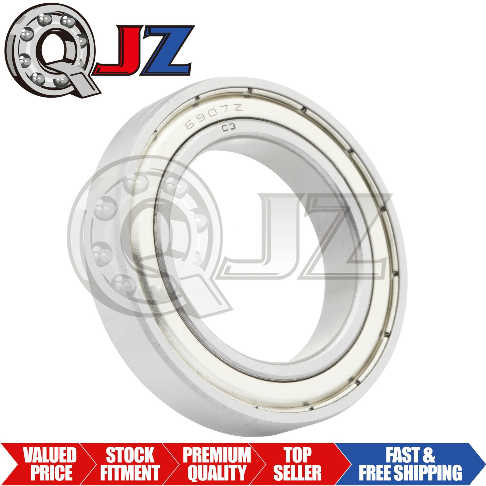 [1-Pack] 6907-ZZ Radial/Deep Groove Ball Bearing 35mm x 55mm x 10mm Metal Shield