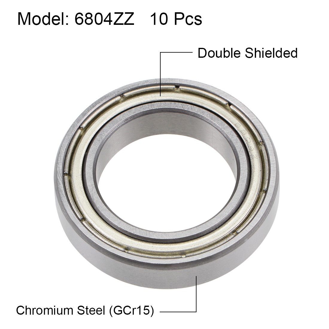 6804ZZ Ball Bearings Double Shielded Steel Z2 20x32x7mm for Equipment 10Pack