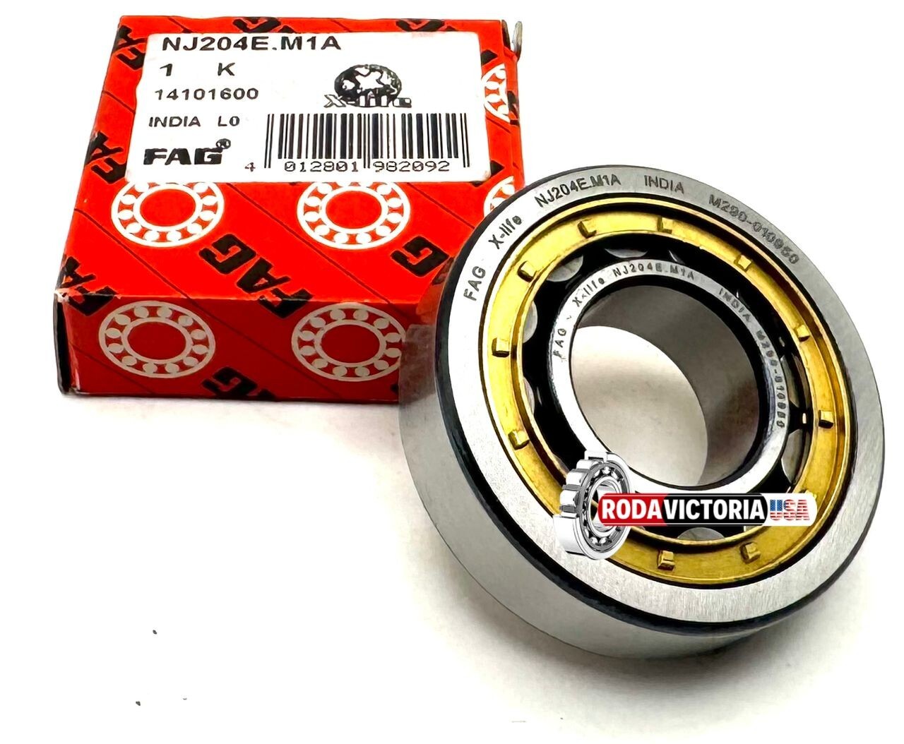 NJ204 -E-M1A C3 20x47x14mm BRASS CAGE, FAG Cylindrical Roller Bearing