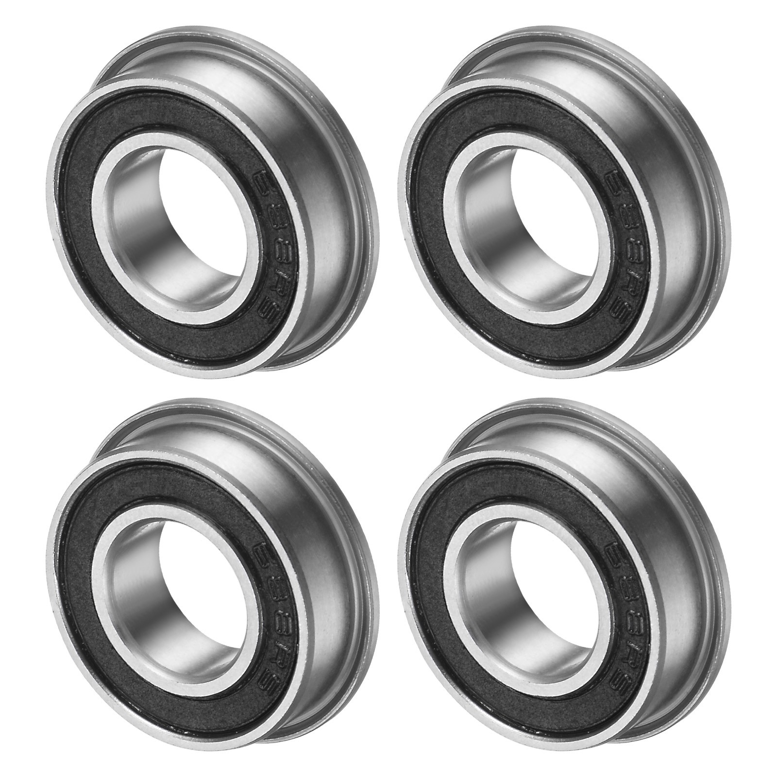 4-Pack F688-2RS Flanged Ball Bearing, 8mm x 16mm x 5mm Rubber Sealed