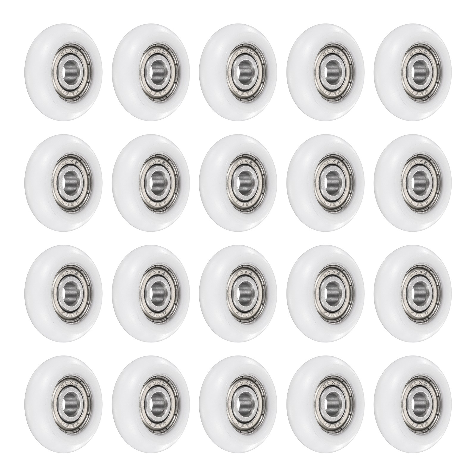 20Pcs 5x23x7mm Metal Shielded (GCr15) Chrome Steel Bearing+POM Guide, White
