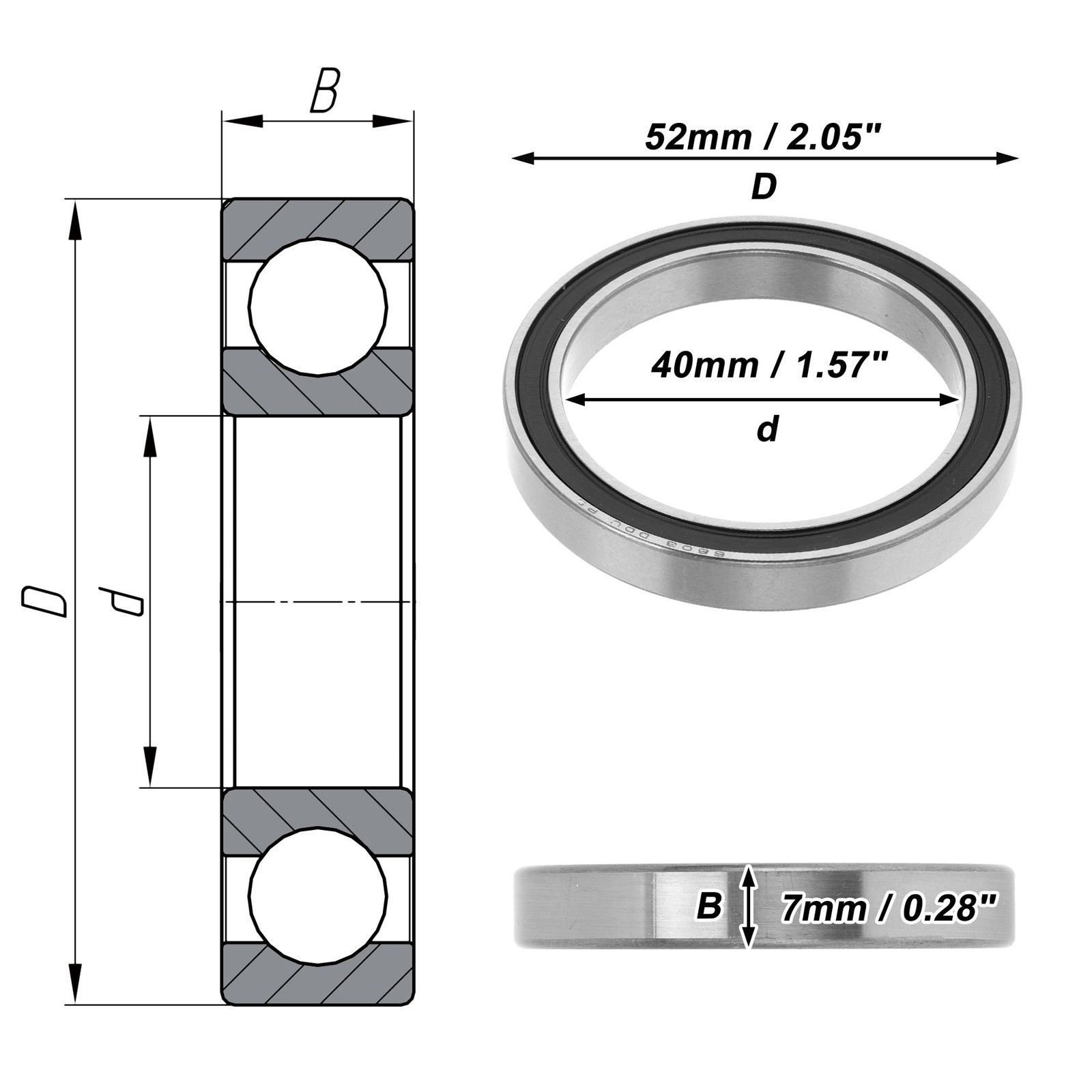 6808DD Deep Groove Ball Bearings P5 40x52x7mm 1 Pc Scooter Skateboard Wheel