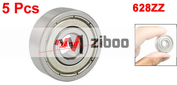 5Pcs 628ZZ Shielded Radial Deep Groove Ball Bearings 8 x 24 x 8mm