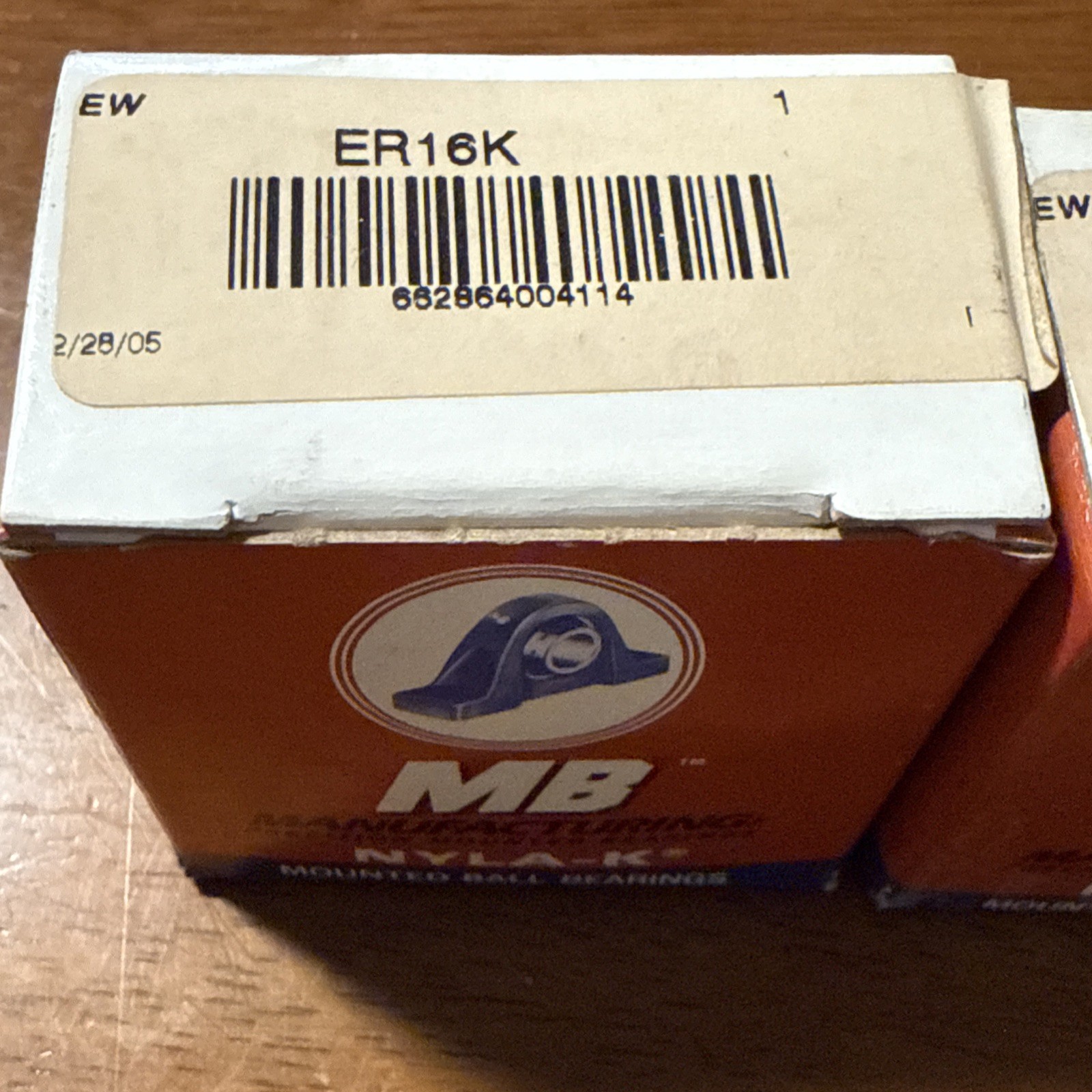 Lot of 2 MB Manufacturing ER16K NYLA-K Insert Bearings 1” Bore Made in the USA