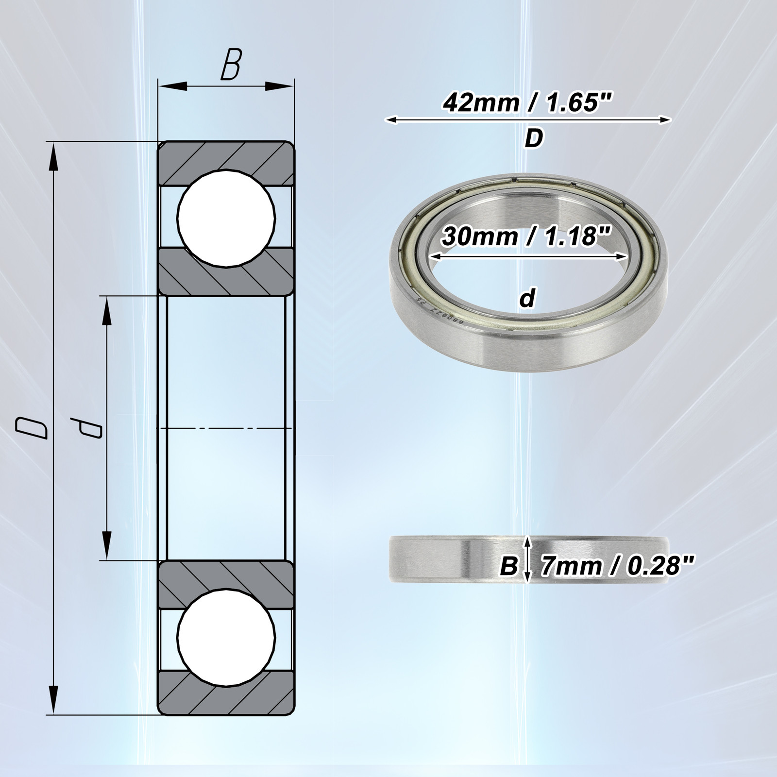 6806ZZ Deep Groove Ball Bearings P5 30x42x7mm 1 Pc Scooter Skateboard Wheel