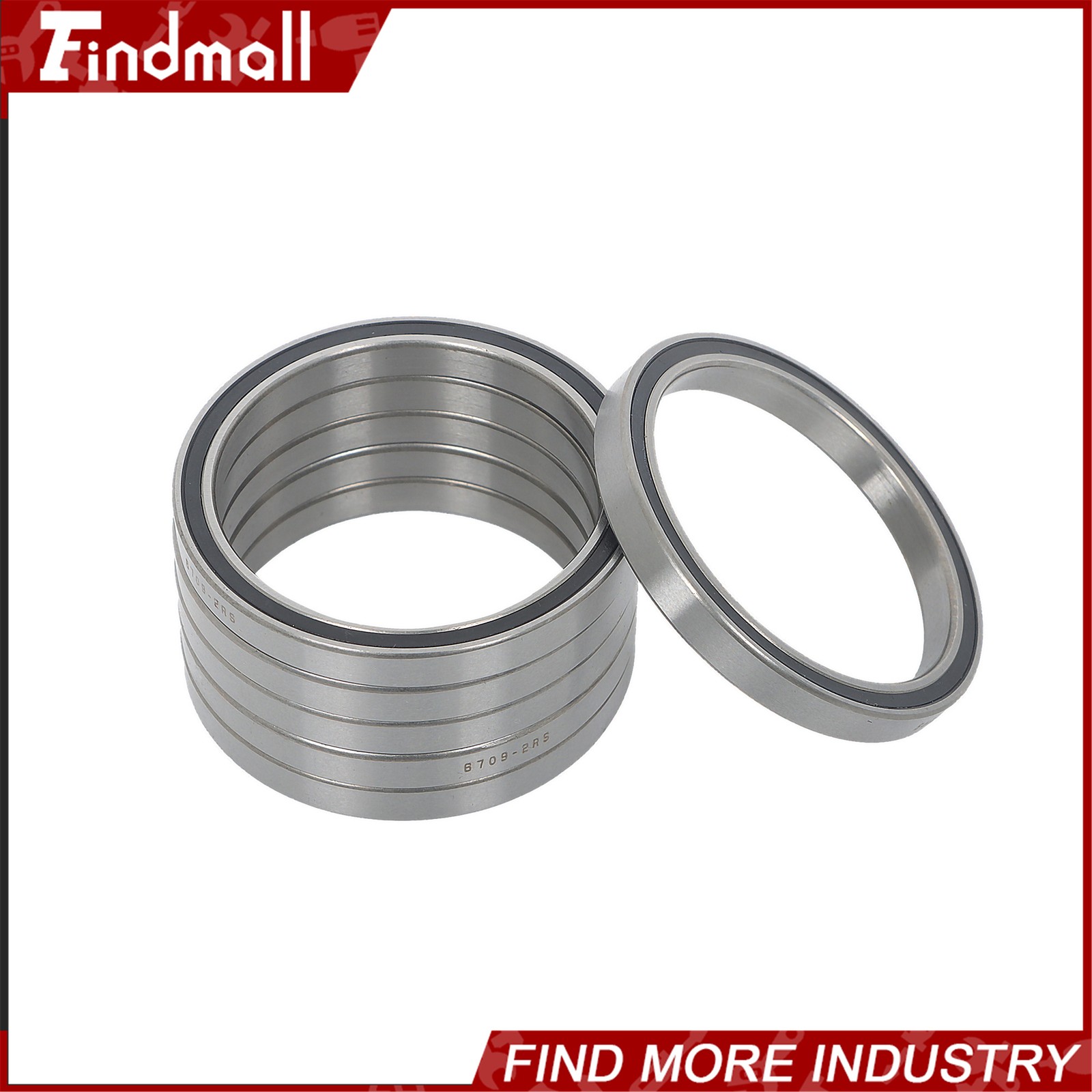 Findmall 6709-2RS Deep Groove Bearings 10pcs 45x55x6mm Rubber Sealed Pre-Lubed