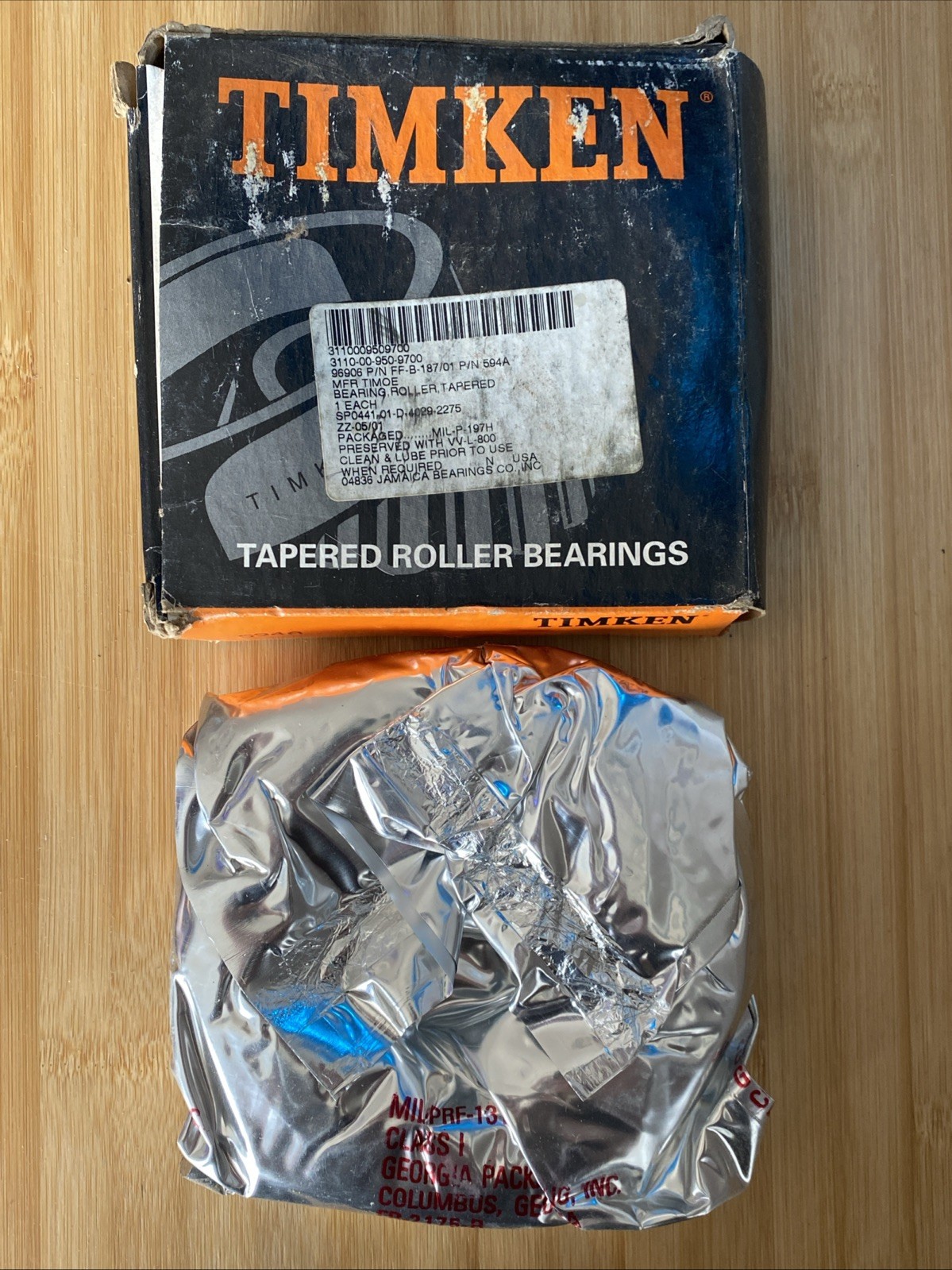 Timken 594A Tapered Roller Bearing – NOS – New Bearing – Damaged Box