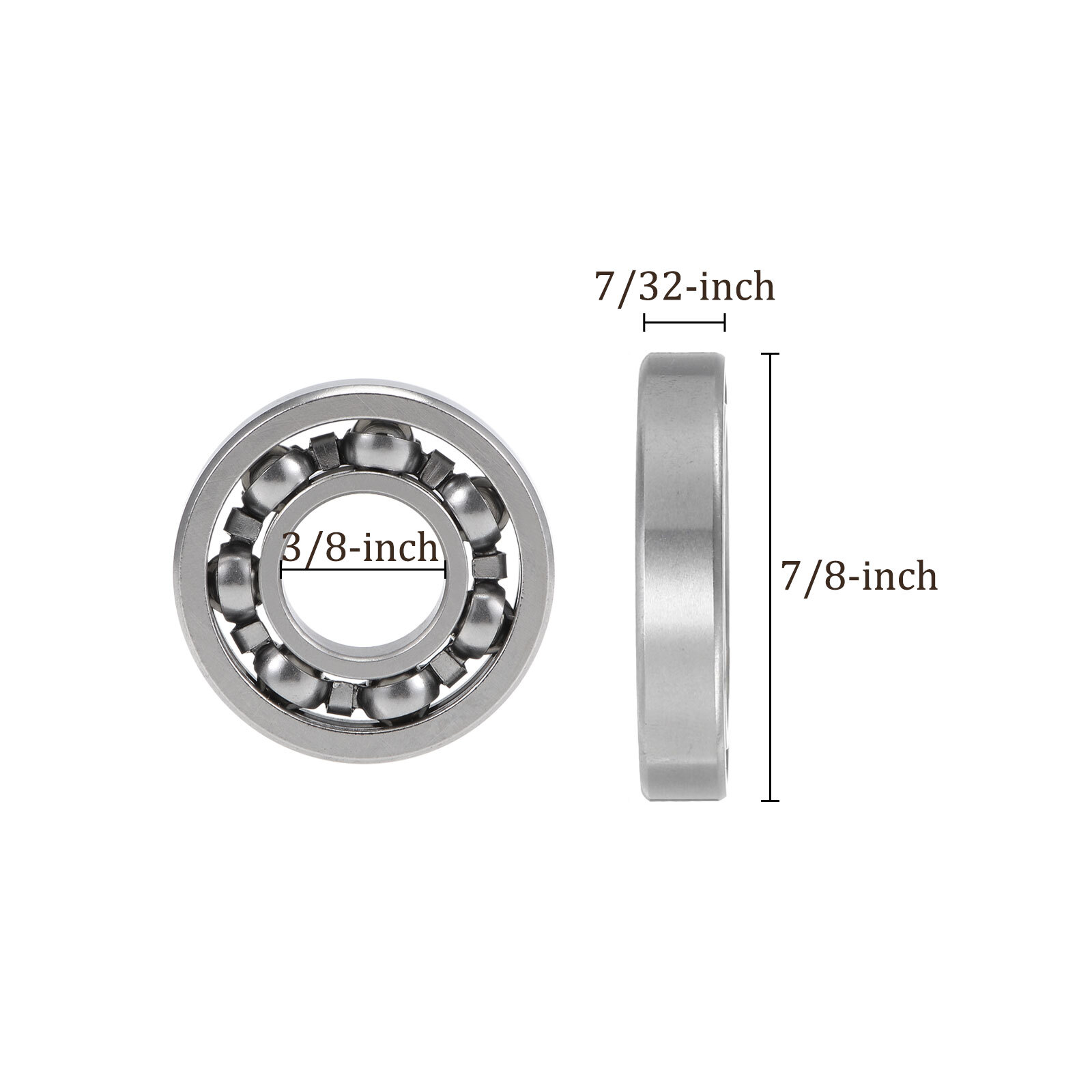 10pcs Deep Groove Ball Bearings 3/8″x7/8″x7/32″ Chrome Steel Open Type ABEC1
