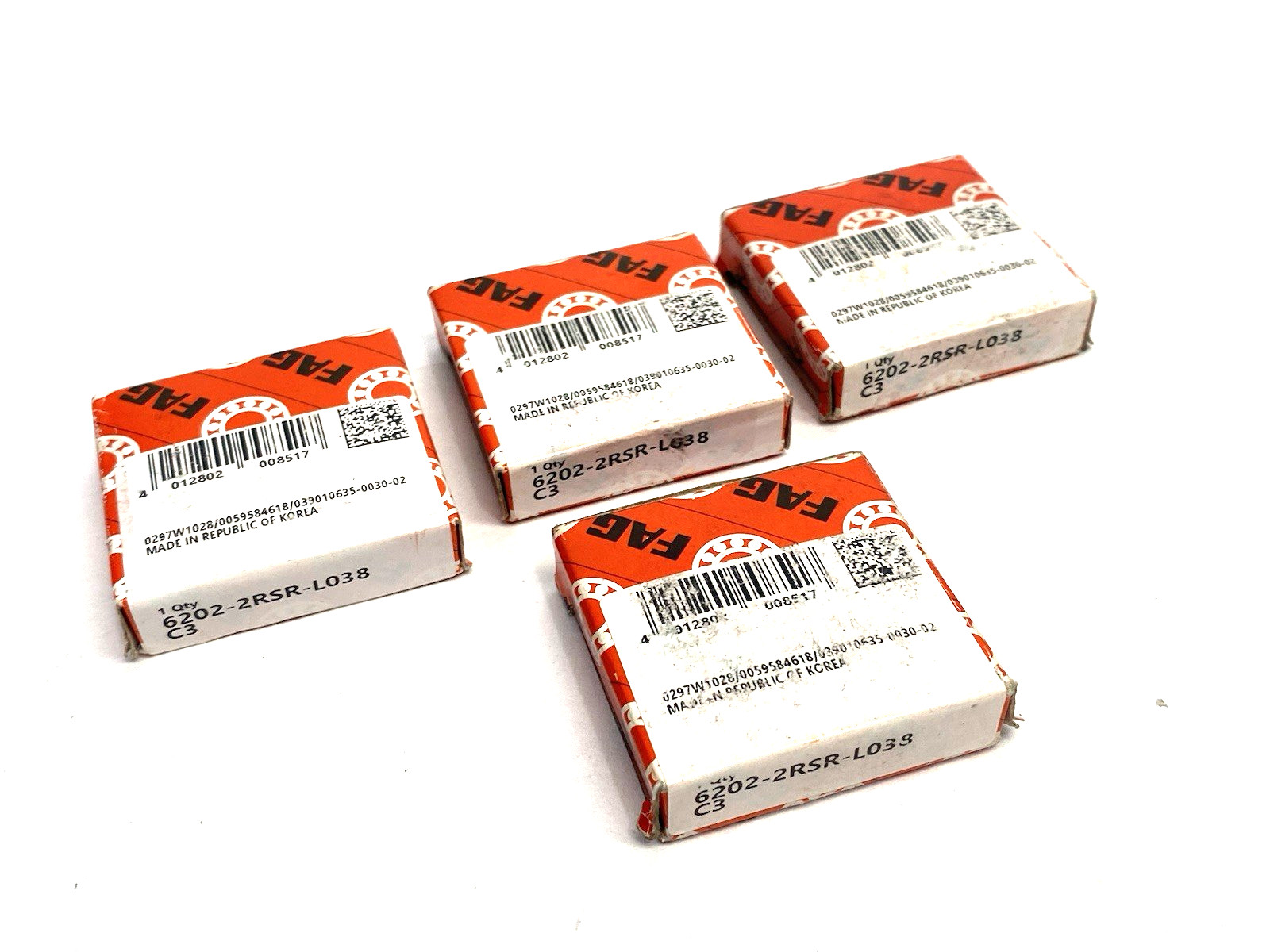 FAG 6202-2RSR-L038-C3 Radial/Deep Groove Ball Bearing LOT OF 4