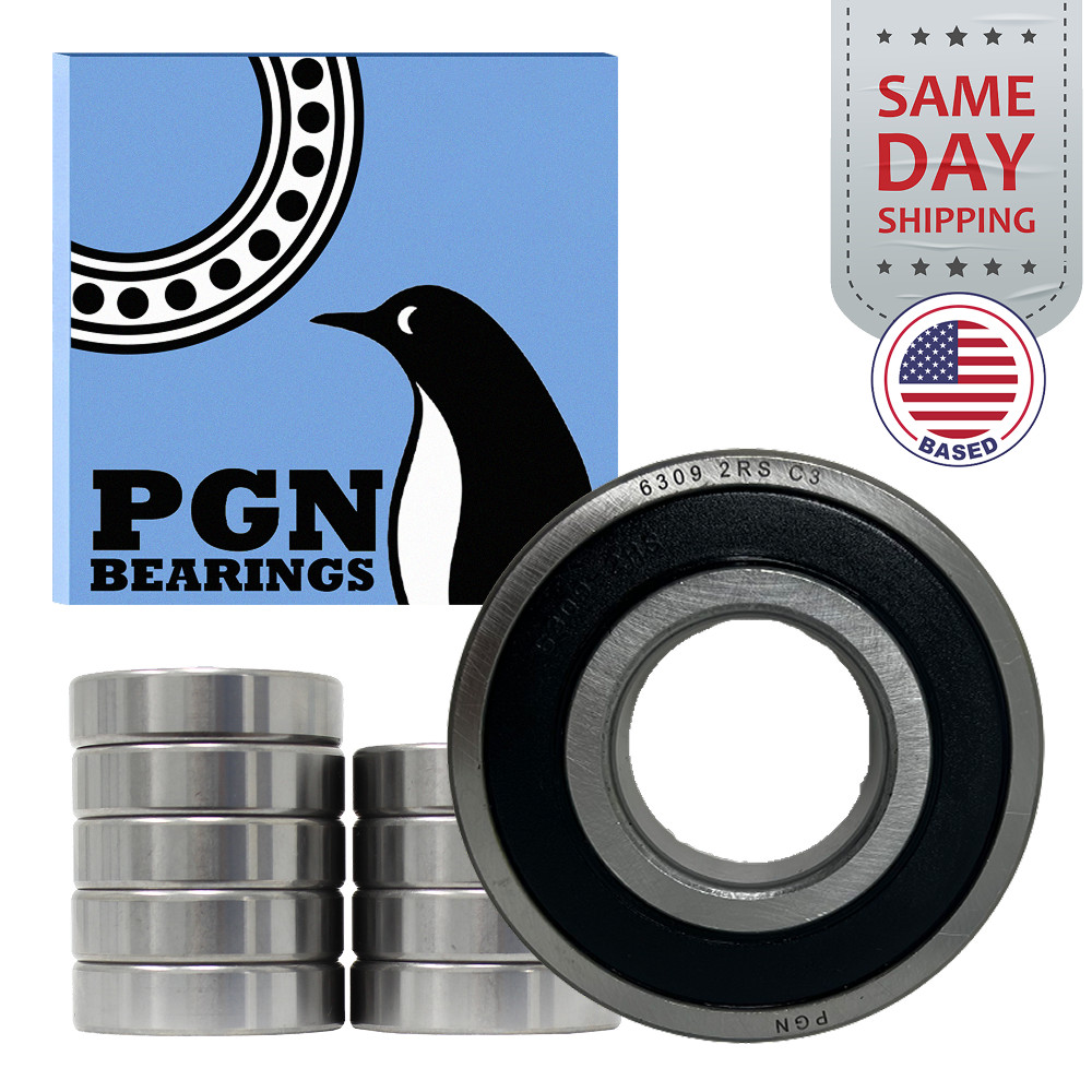 PGN 6309-2RS Ball Bearing, Double Rubber Sealed, Pack of 10