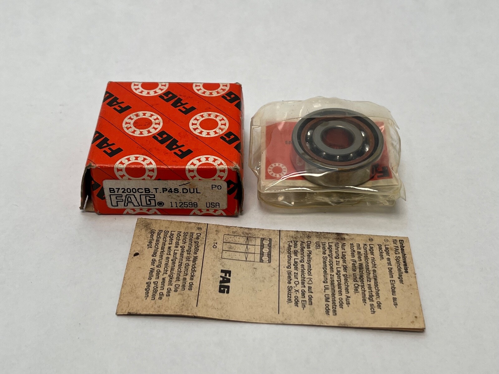 FAG B7200CB.T.P4S.DUL Bearing 10x30x9 mm 7200C B-7200-CB-T-P4S-DUL USA 2 Pcs