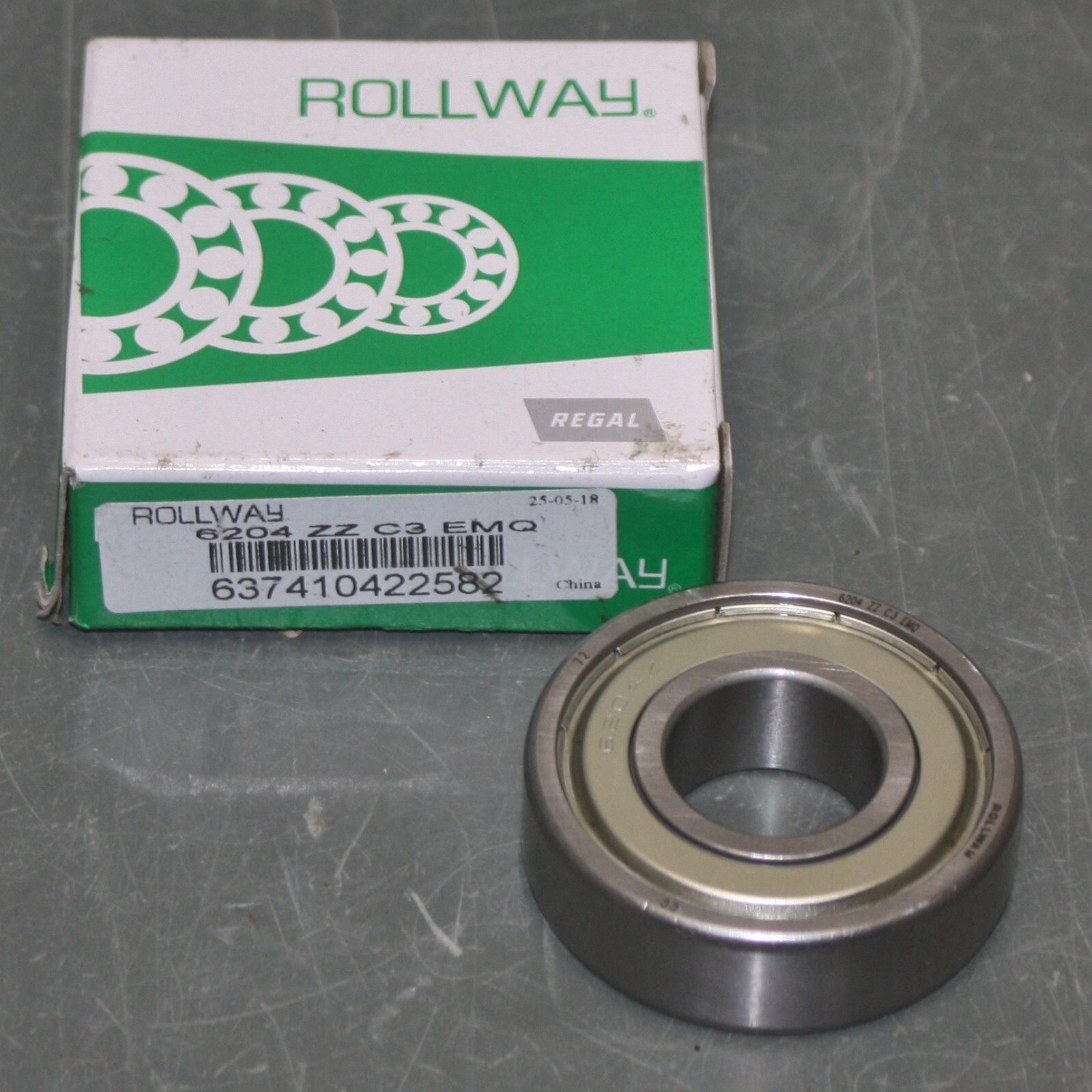 Rollway Cylindrical Radial Roller Bearing 6204 ZZ C3 EMQ, 20mm x 47mm x 14mm