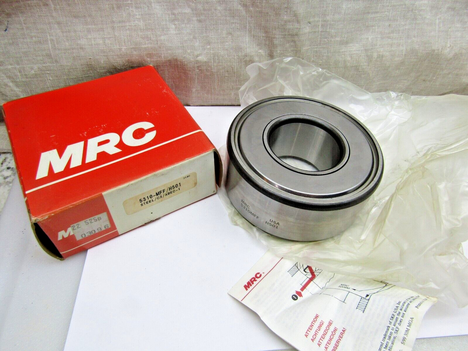 MRC 5310-MFF SKF 3310E-2Z C3 50mm X 110mm X 1.75″ Angular Contact Bearing