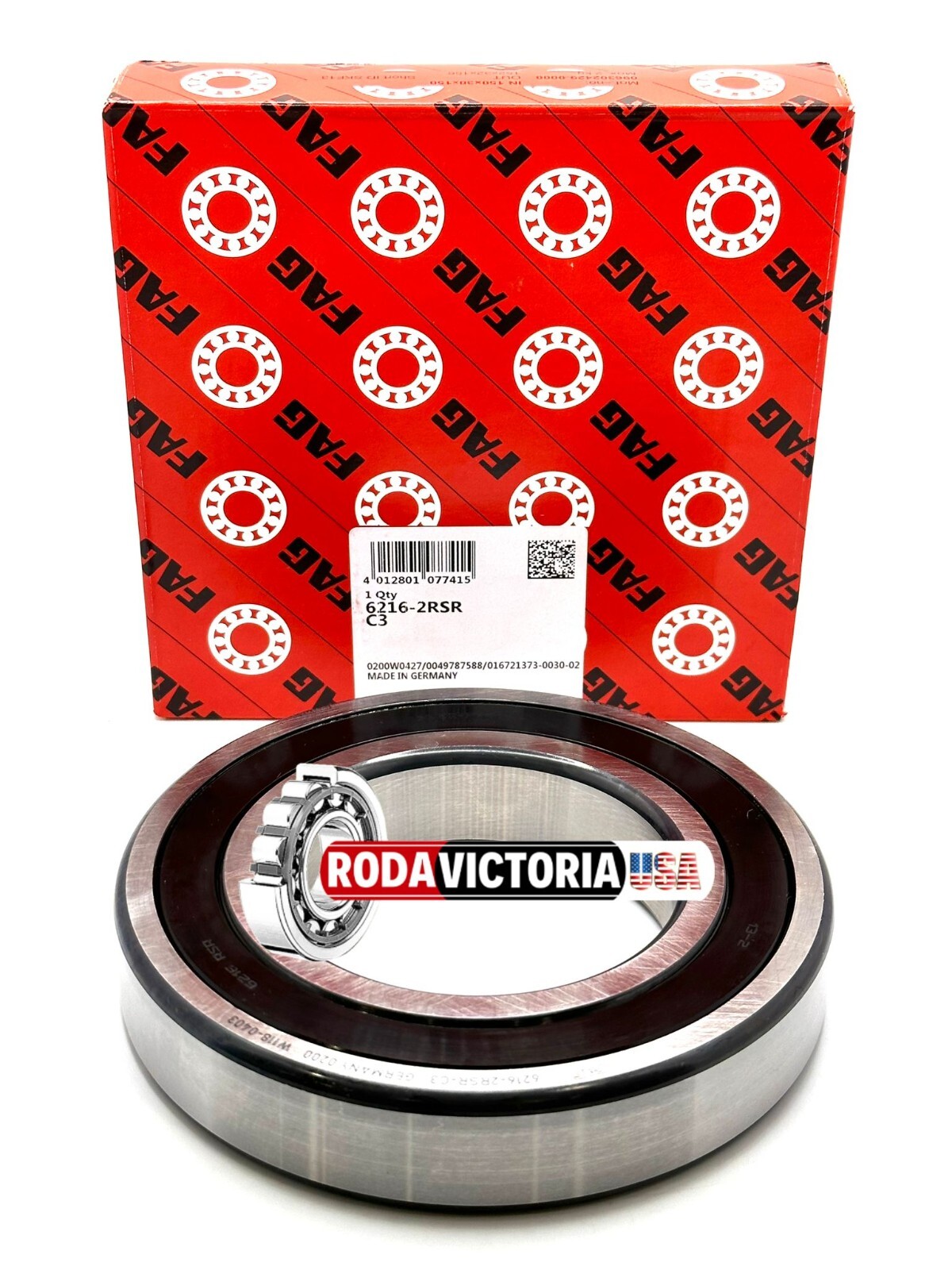 FAG Germany 6216 2RS C3 Deep Groove Ball Bearing, Rubber Sealed 80x140x26 mm