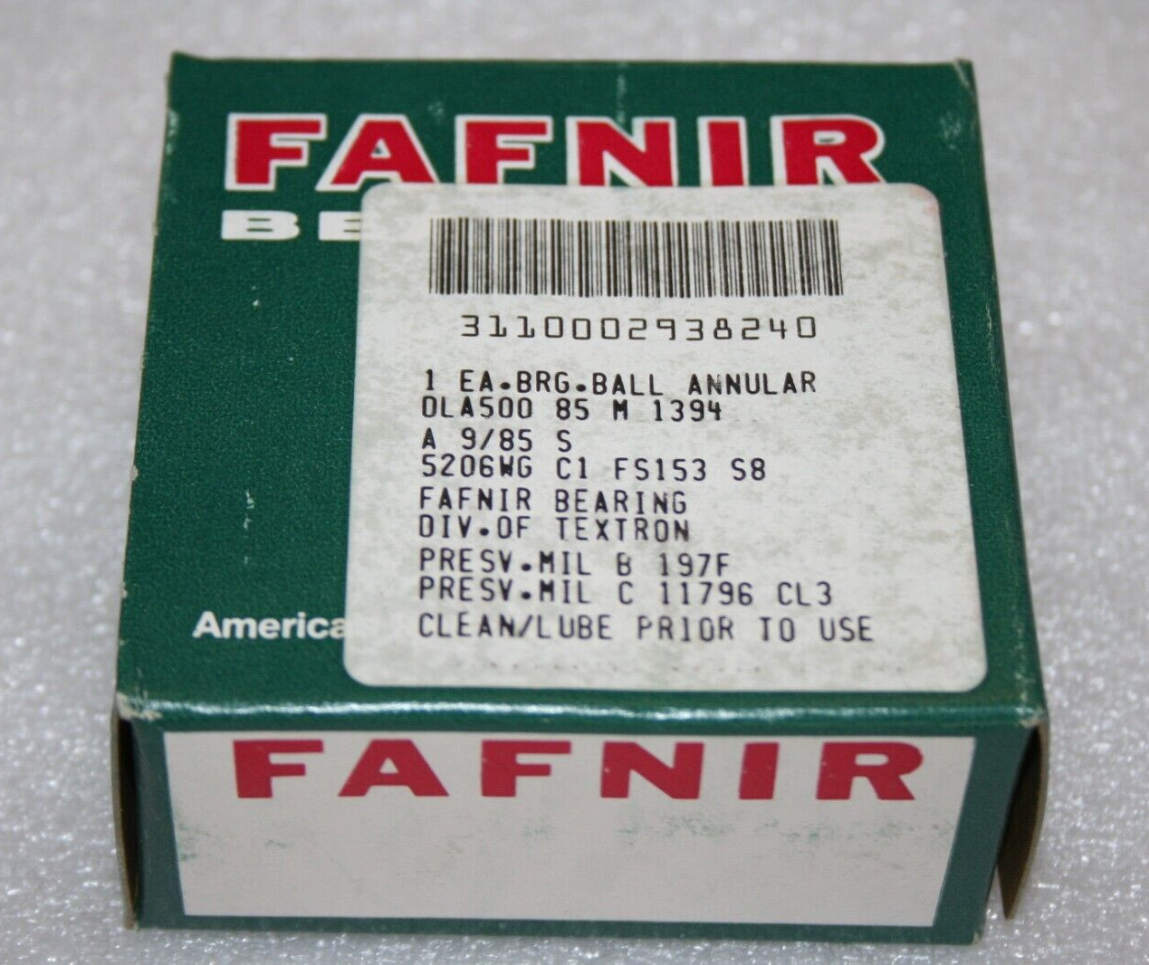 FAFNIR 5206WG C1 FS153 Double Row Angular Contact Bearing 5206-WG – NEW –