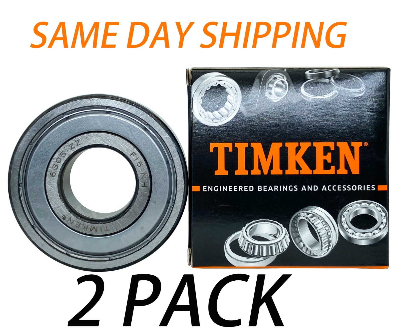 (2Pack) TIMKEN 6305-ZZ 25X62X17MM Double Metal Seal Ball Bearings 6305ZZ