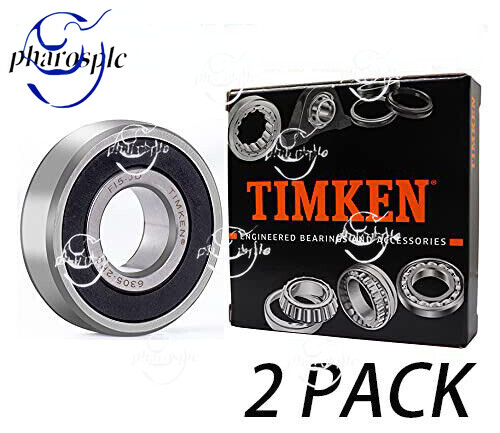 (2 PACK) USA TIMKEN 6305-2RS 25X62X17MM Double Rubber Seal Ball Bearings