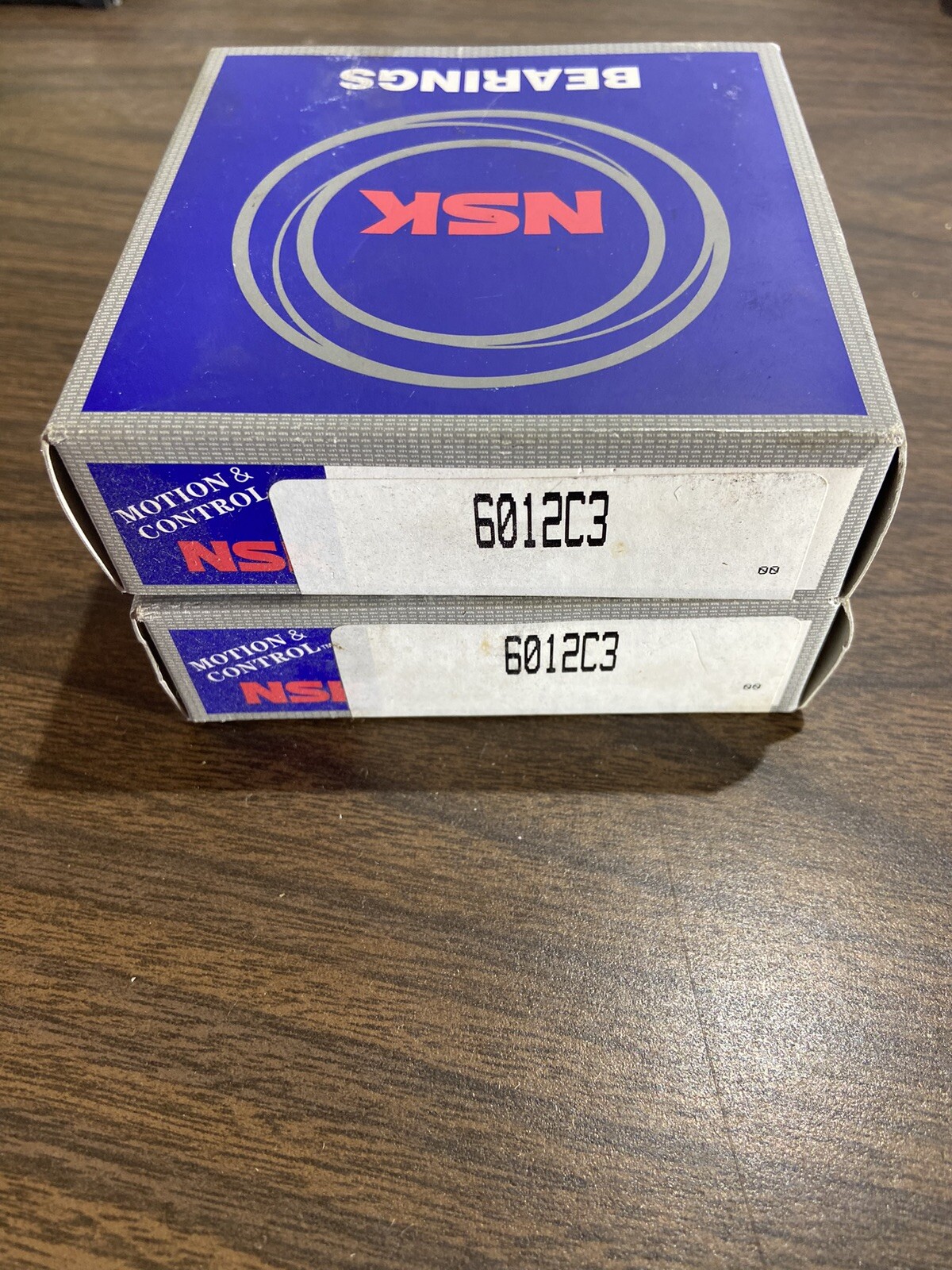 (1) NSK 6012 Ball Bearing 60mm ID X 95mm OD X 18mm Wide Unsealed Deep Groove