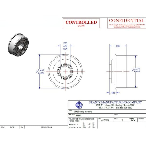 Frantz 2532226123 Conveyor Bearing