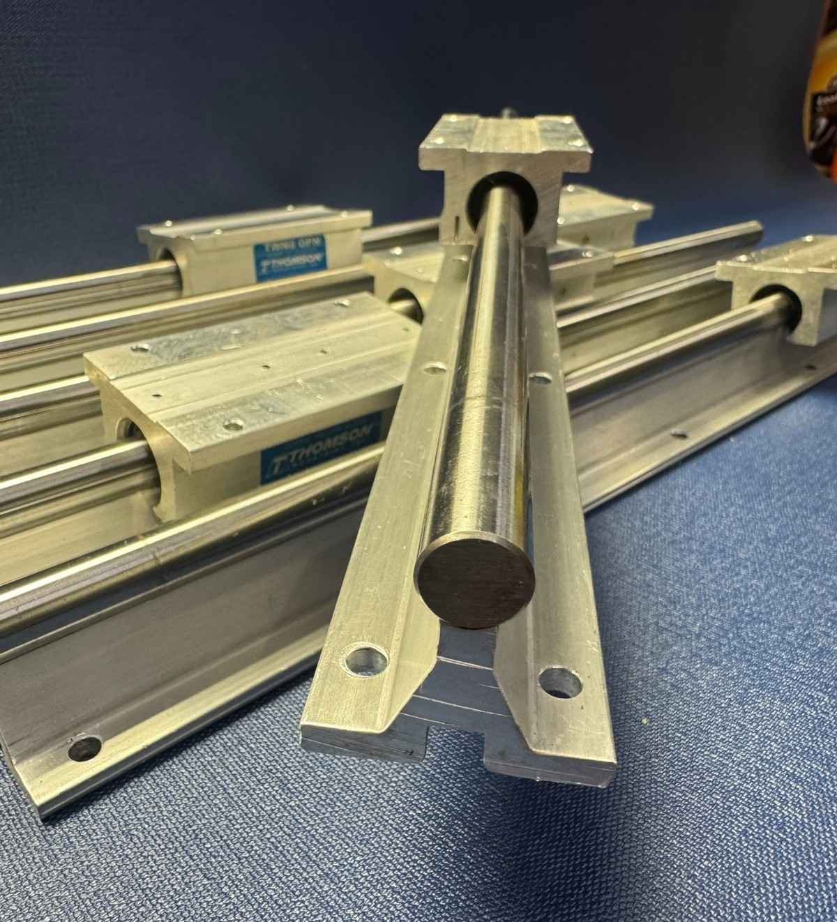 Lot of 6 – Thomson TWN8-OPN Linear Bearings on 17″ Rails