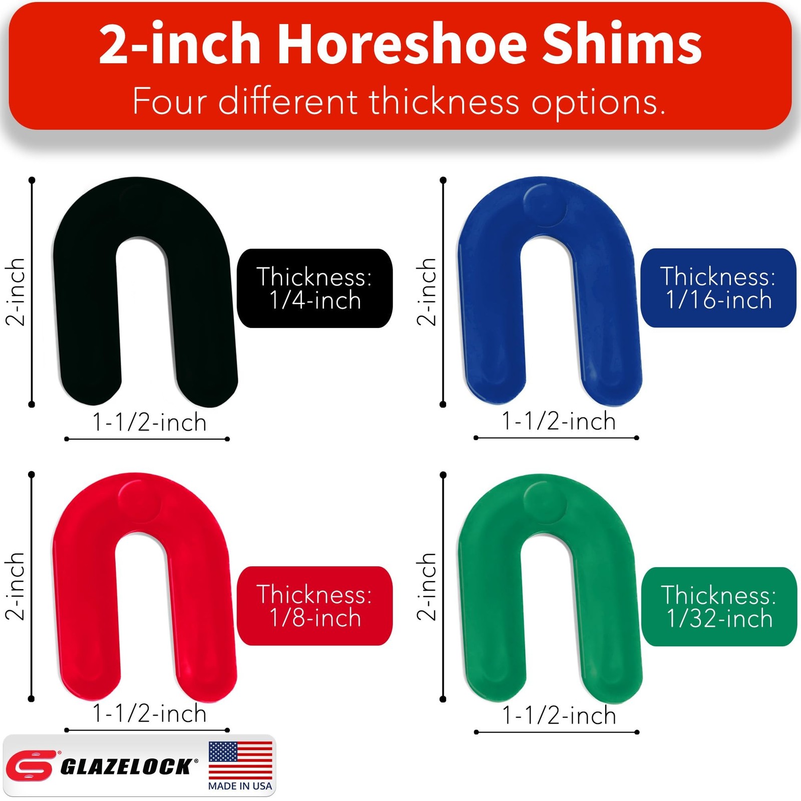 Plastic Horseshoe Shims for Leveling Multipack (100-Piece 1/4, 1/8, 1/16, 1/3…