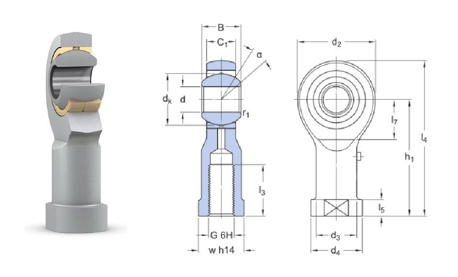 SIL 50 TXE-2LS SKF, Rod end, maintenance-free, female thread, M52x3