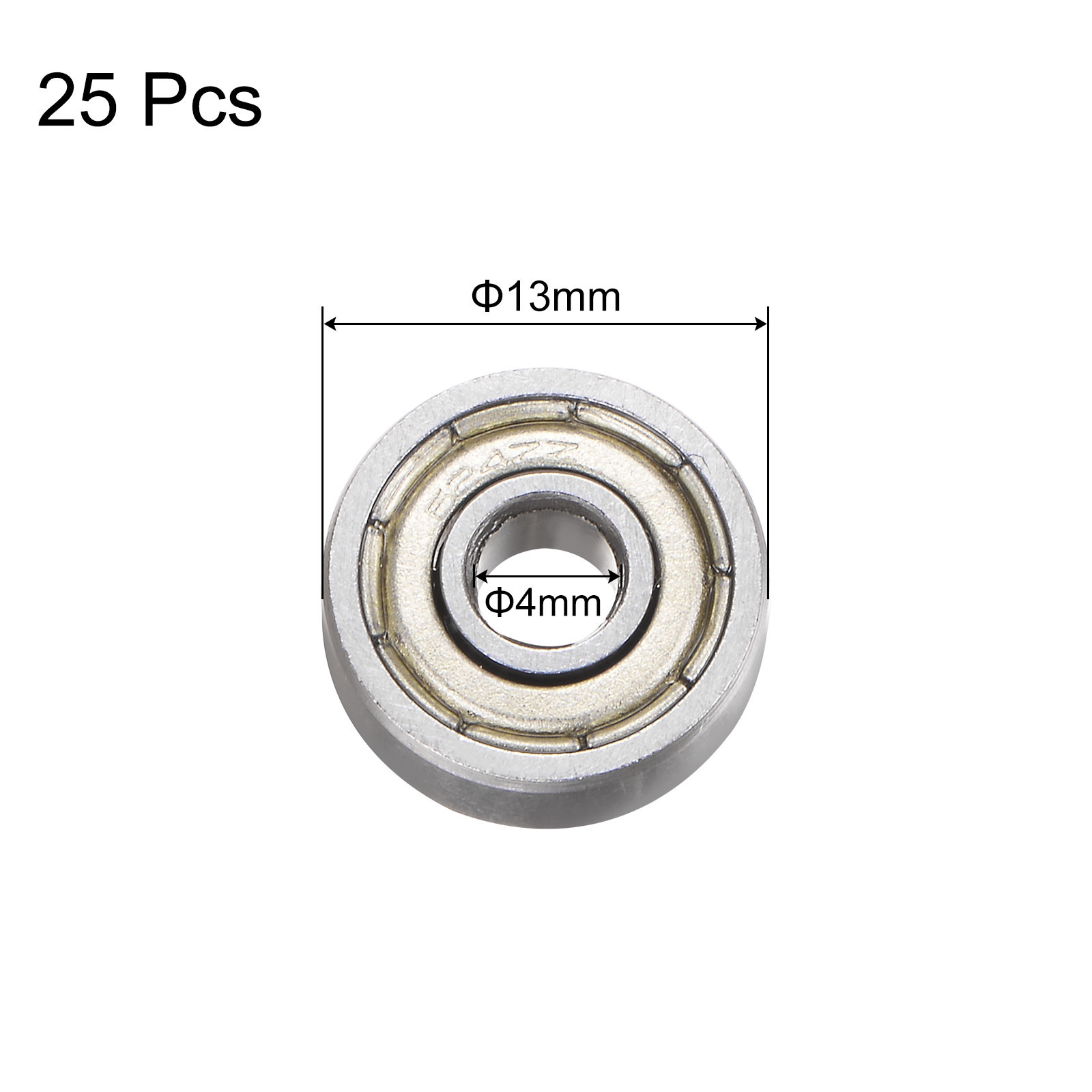 25pcs 624ZZ Deep Groove Ball Bearings Carbon Steel Double Shielded ABEC3 Z1
