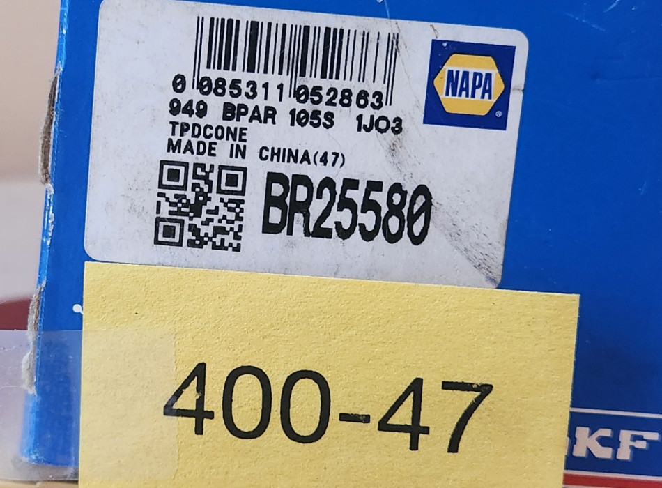 Lot of two (2) new SKF NAPA BR25580 Roller Bearing Cones