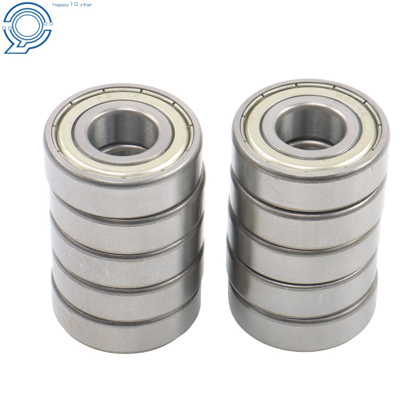 20x47x14mm Ball Bearing 6204-ZZ 10 Pcs Double Shielded Precision Steel