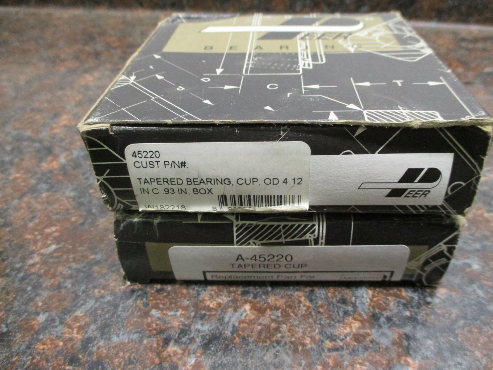 LOT OF 2 NEW PEER 45220 TAPERED BEARING CUP/RACE, AMERICAN CRANES # 274-30003