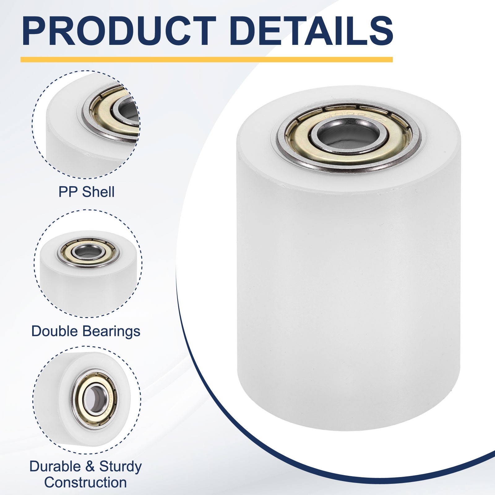 2Pcs Plastic Roller Wheel with Bearings, 3/8″x1-37/64″x1-15/16″ Bearing Pulley