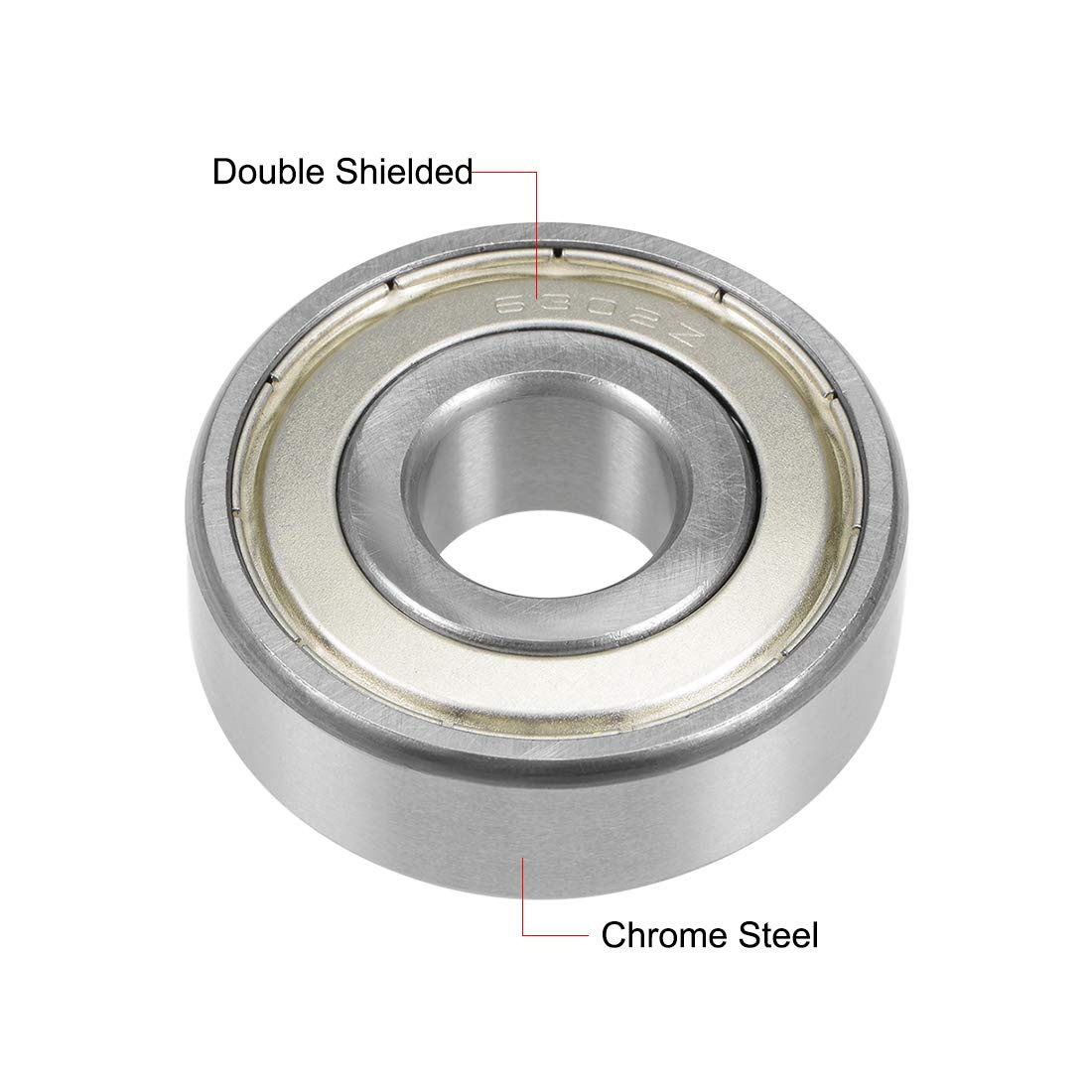 6302ZZ Deep Groove Ball Bearing 15X42X13Mm Double Shielded Chrome Steel Bearings