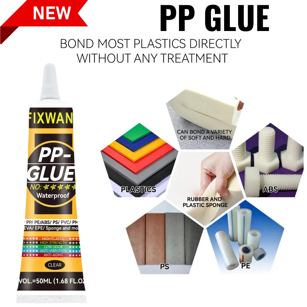 50ML Polypropylene PP Glue PE EVA POM PU Plastic Leather Waterproof Soft Glue S